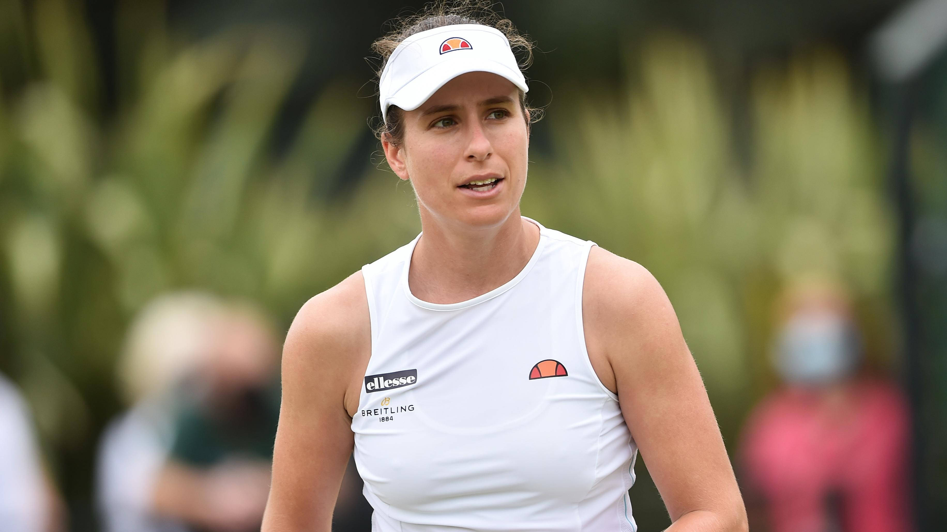 Johanna Konta, white visor cap, white tank top, 2K Desktop Wallpaper