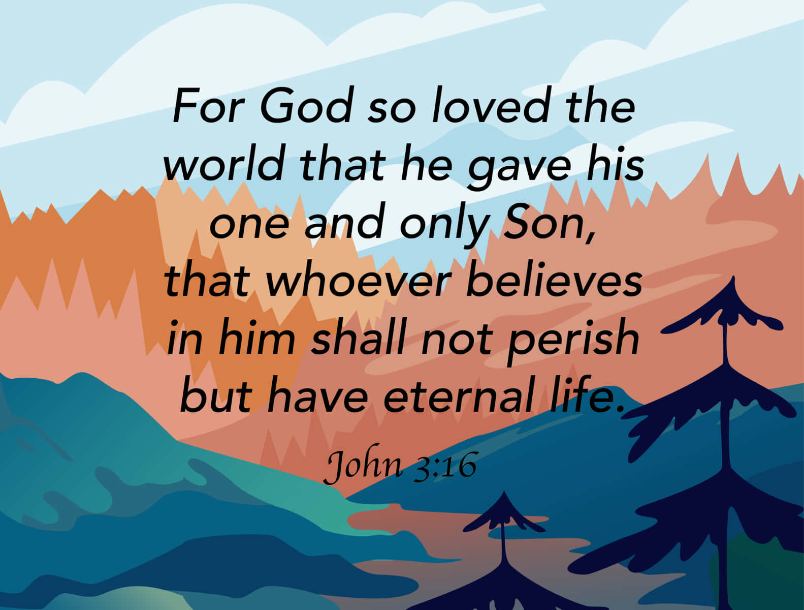 John 3:16, biblical verse illustration, mountains, HD Desktop Wallpaper