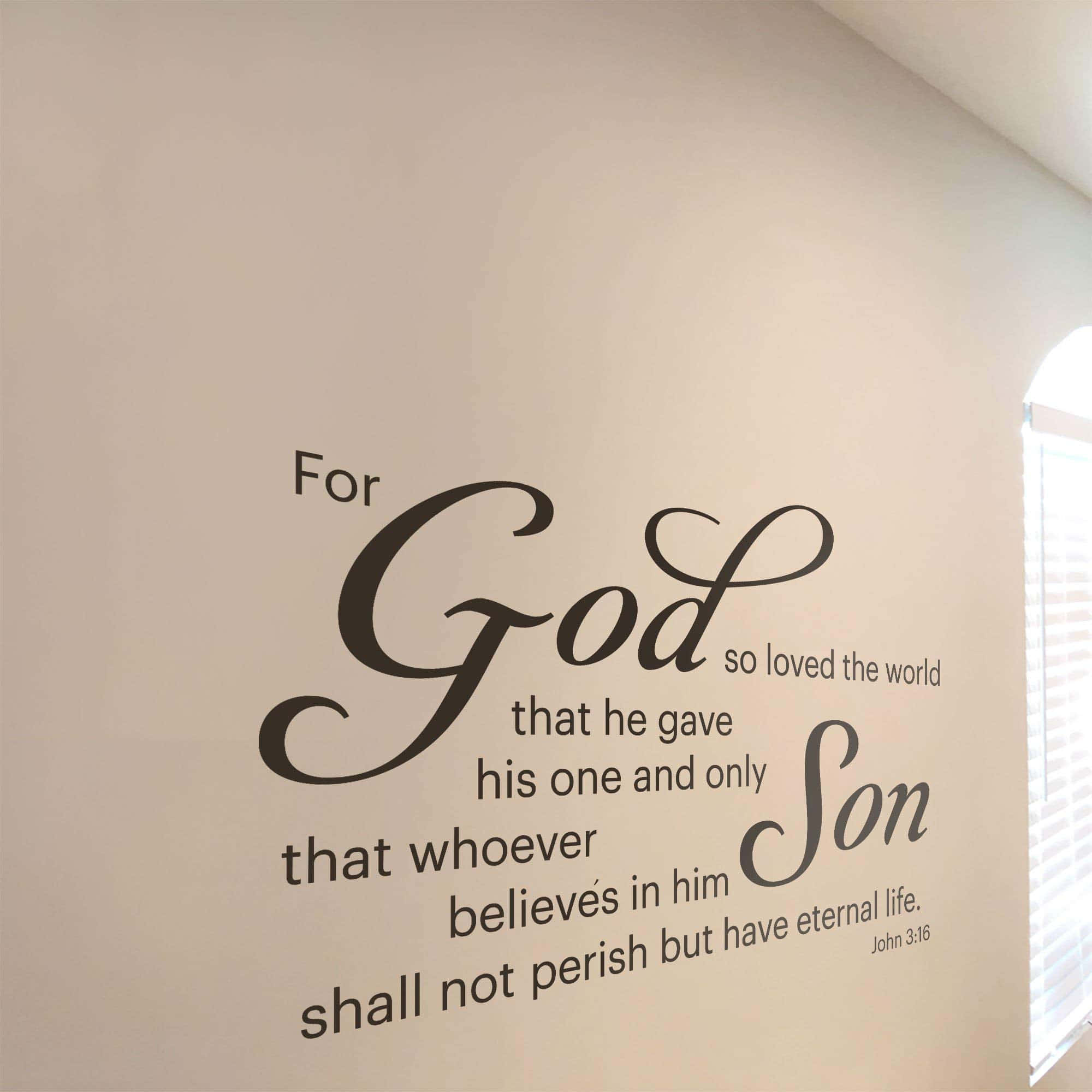 John 3:16, beige wall, elegant black cursive text, Full HD Desktop Wallpaper