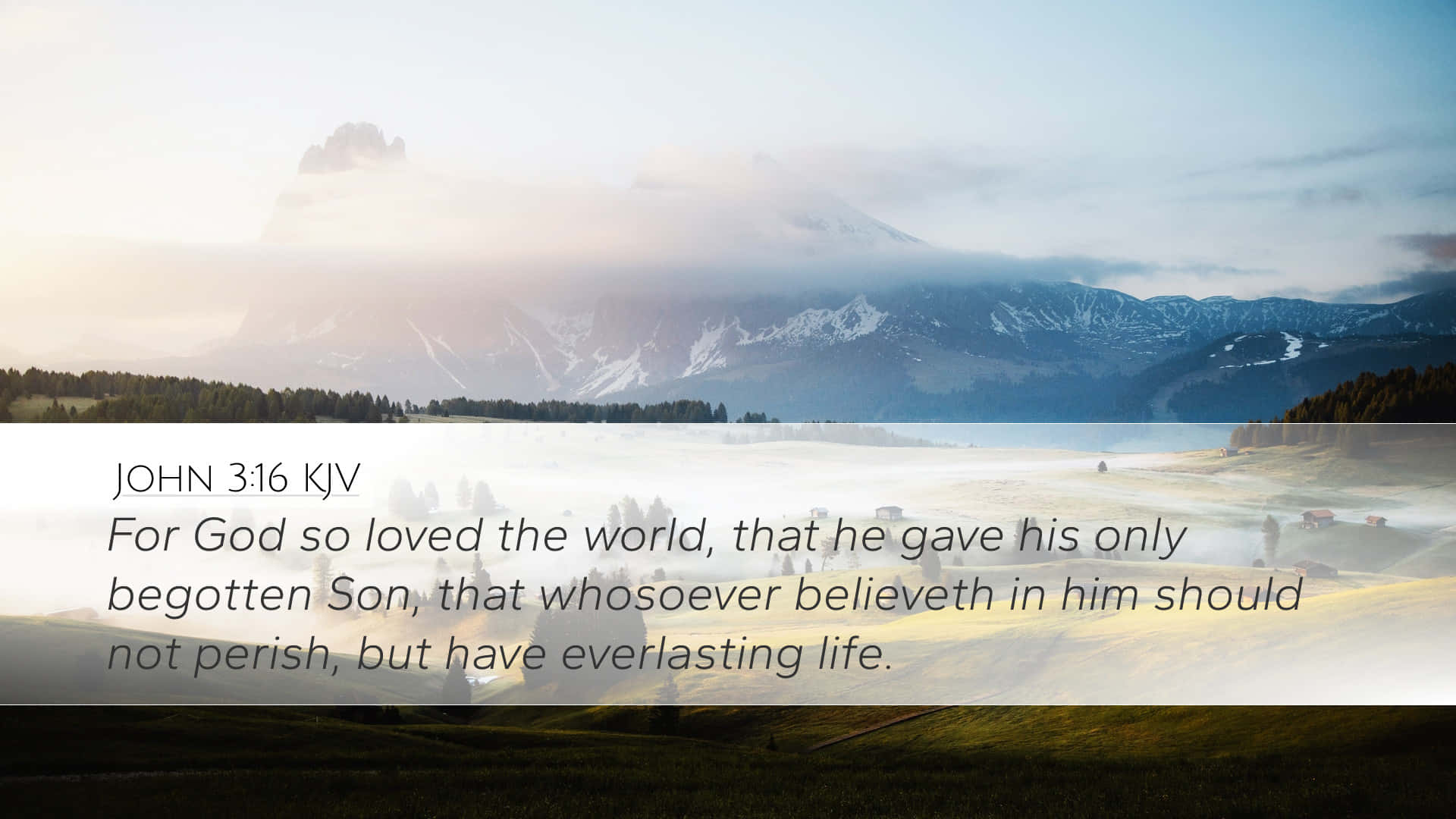 John 3:16, mountain valley, dawn, Full HD Desktop Wallpaper