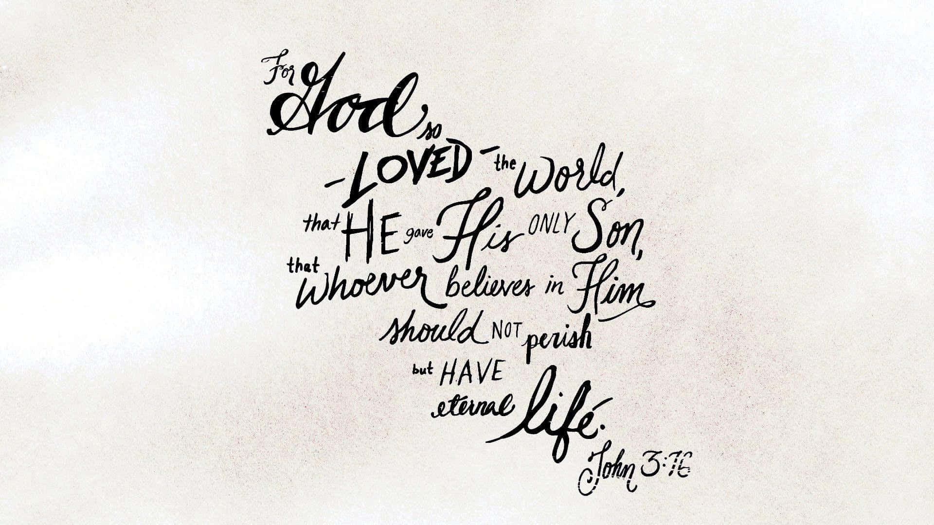 John 3:16, calligraphy, black, Full HD Desktop Wallpaper