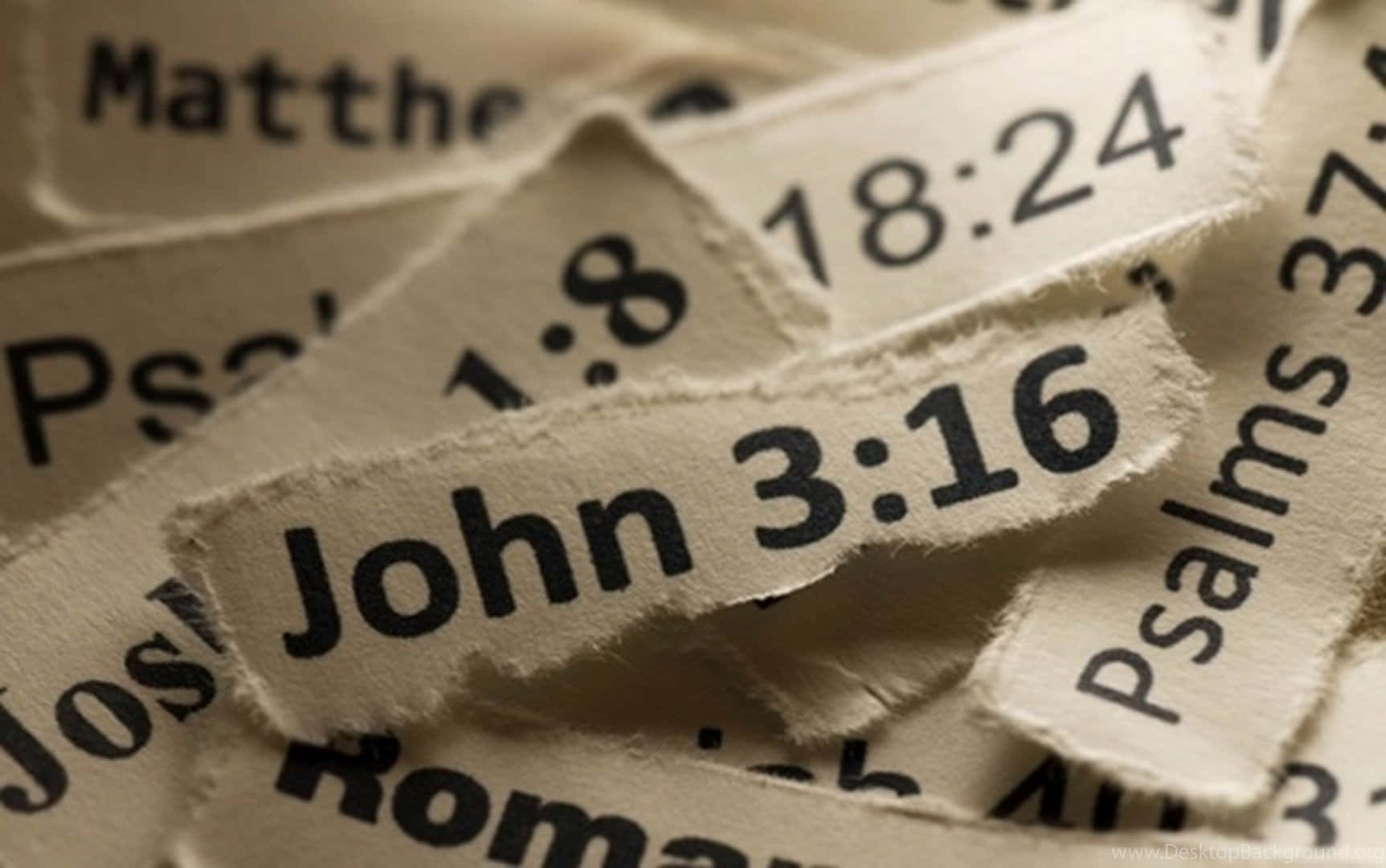 John 3:16, Psalms, torn paper strips, HD Desktop Wallpaper