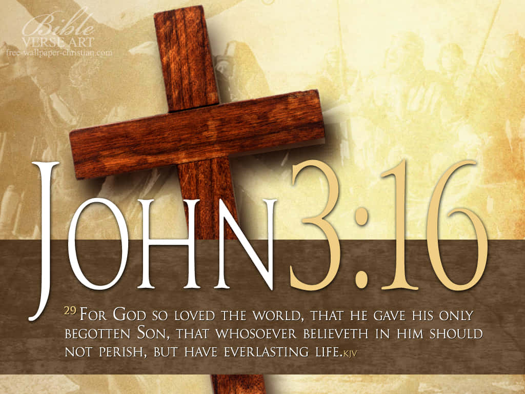 John 3:16, Bible verse, wooden cross, SD Desktop Wallpaper