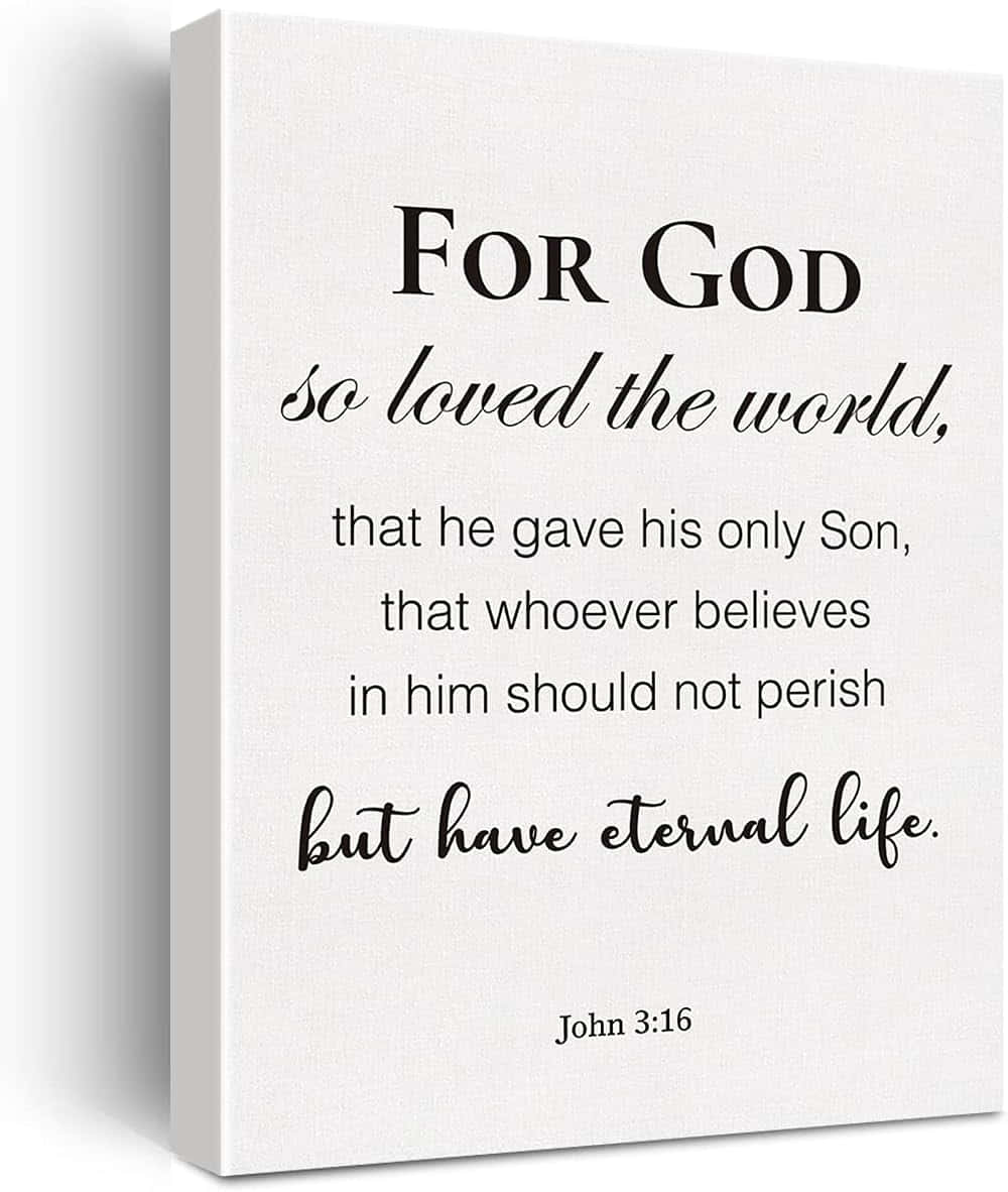 John 3:16, white canvas, black serif font, SD Phone Wallpaper
