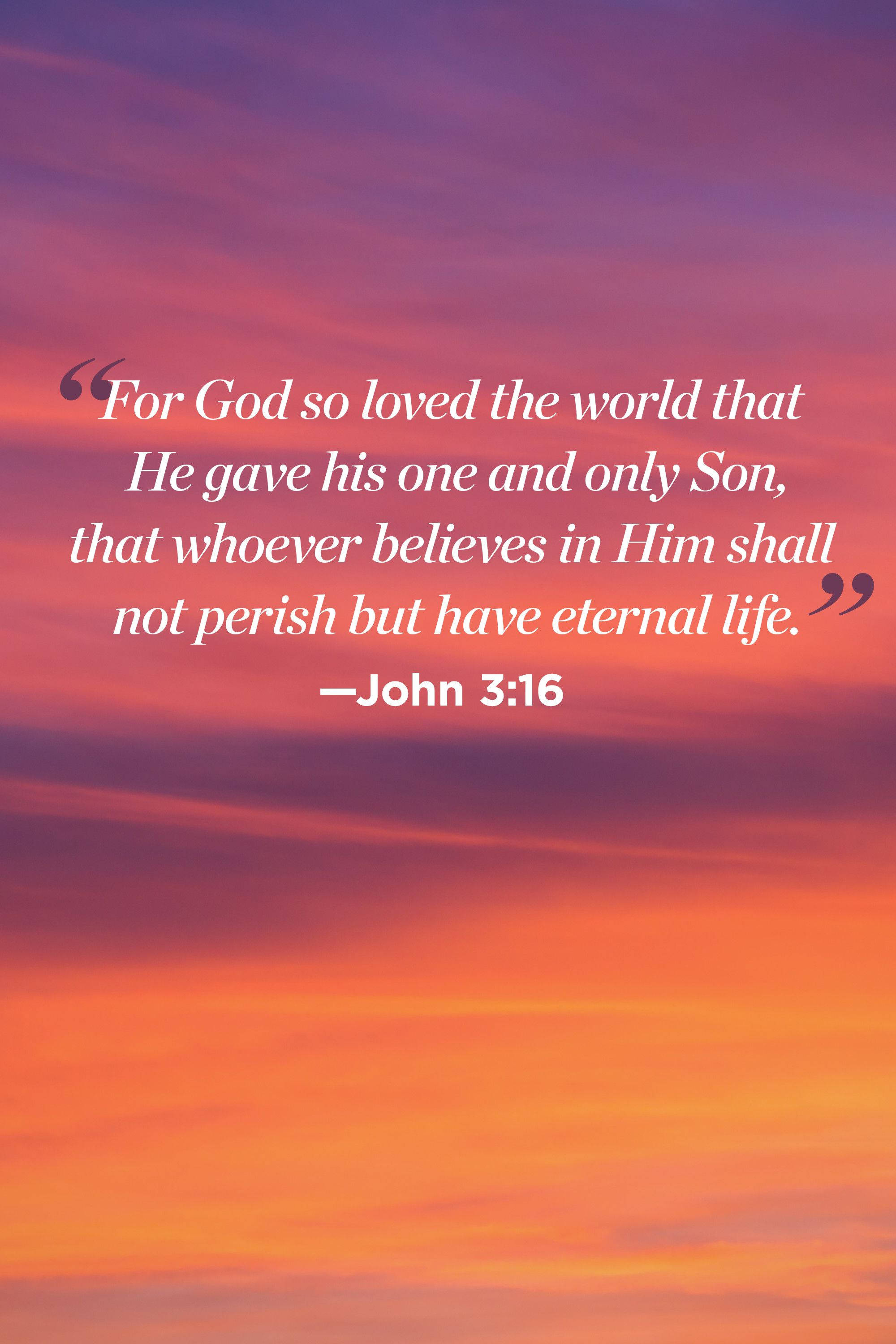John 3:16, sunset sky, orange and purple hues, 2K Phone Wallpaper