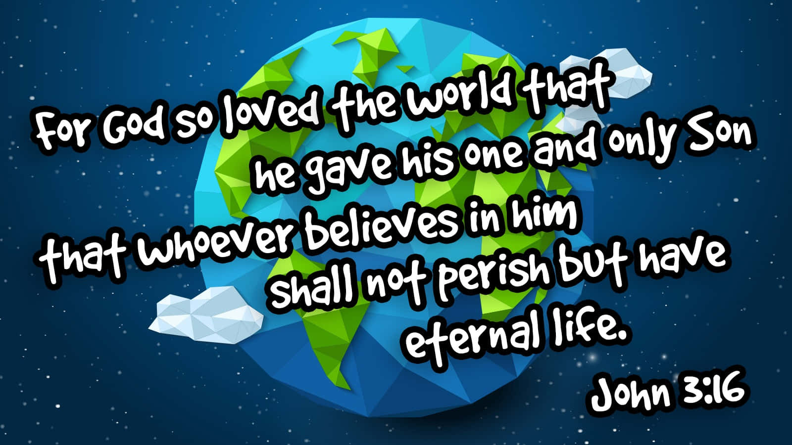 John 3:16, Bible verse, low-poly Earth globe, HD Desktop Wallpaper