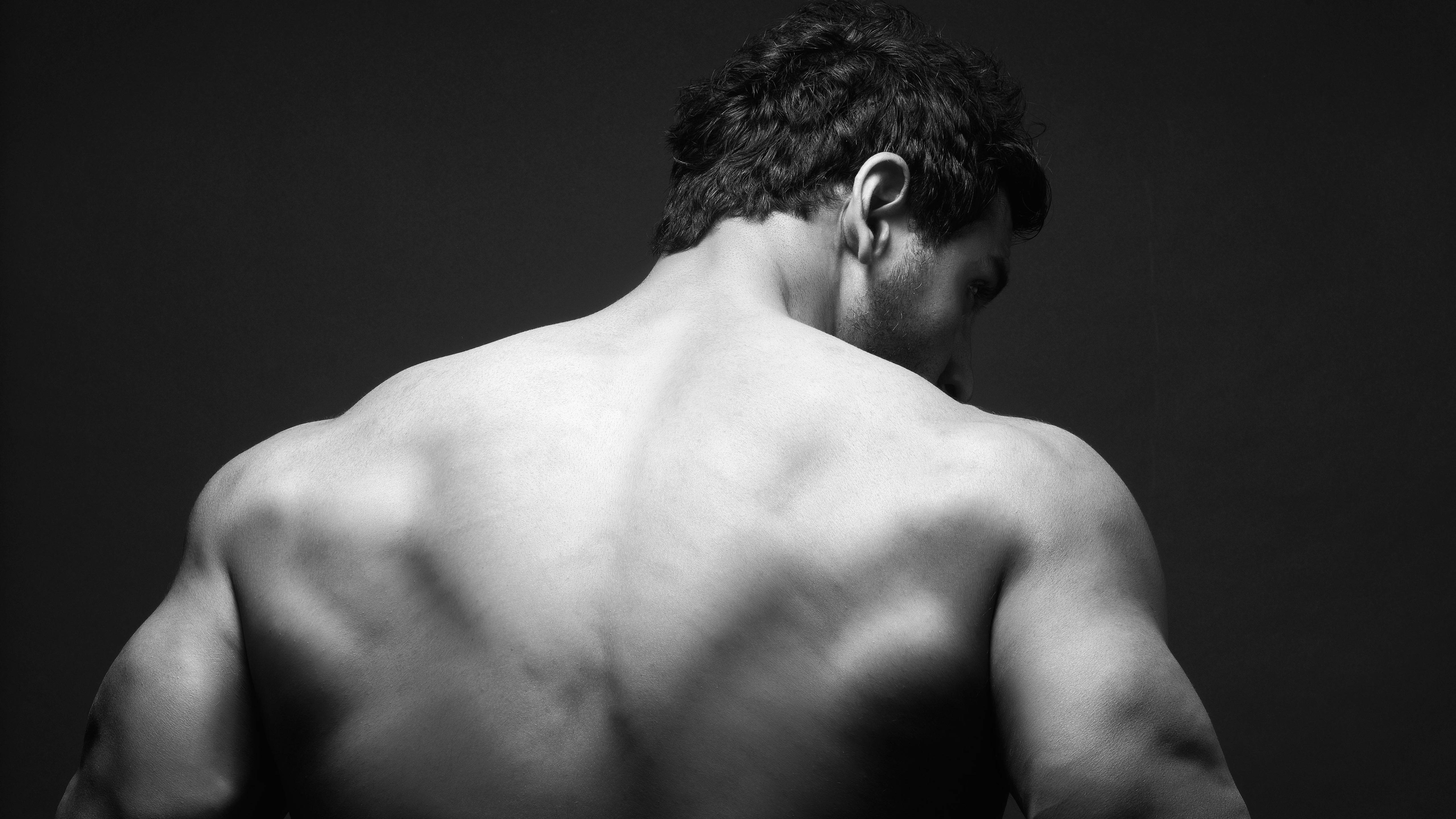 John Abraham, back, greyscale, 5K Desktop Wallpaper