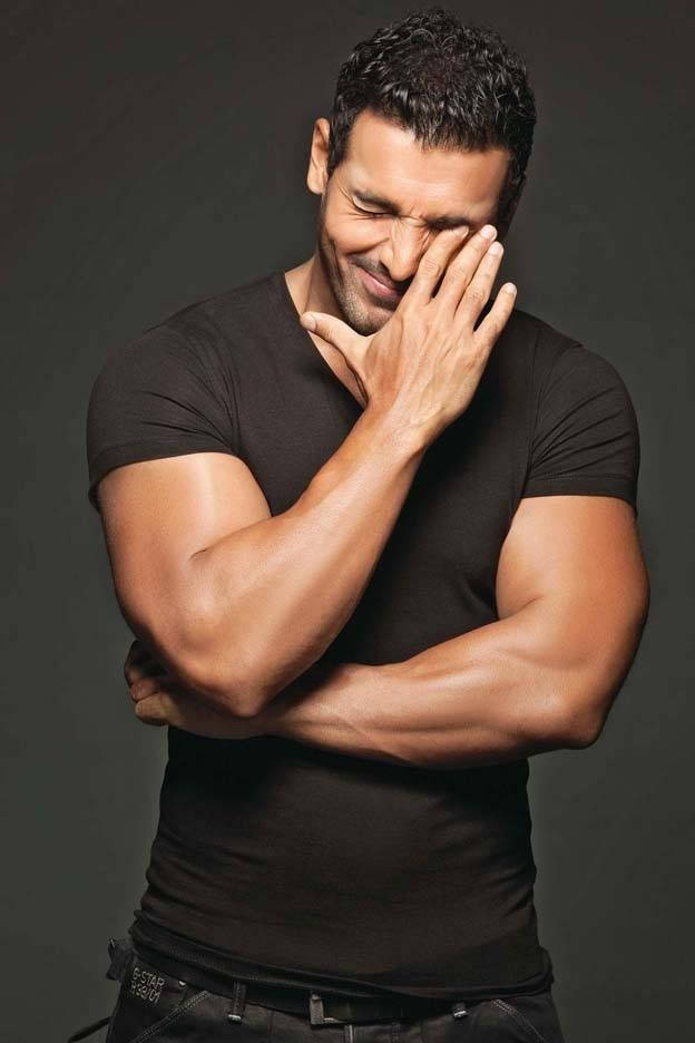 John Abraham, black tshirt, dark gray studio background, SD Phone Wallpaper
