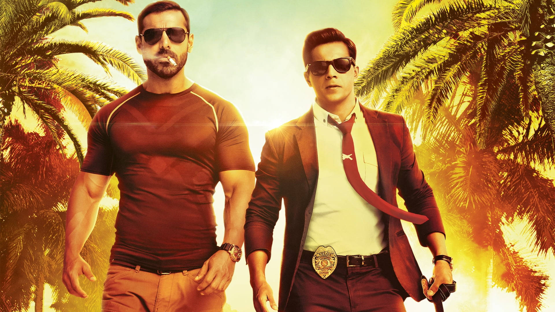 John Abraham, sunglasses, fiery sunset, Full HD Desktop Wallpaper