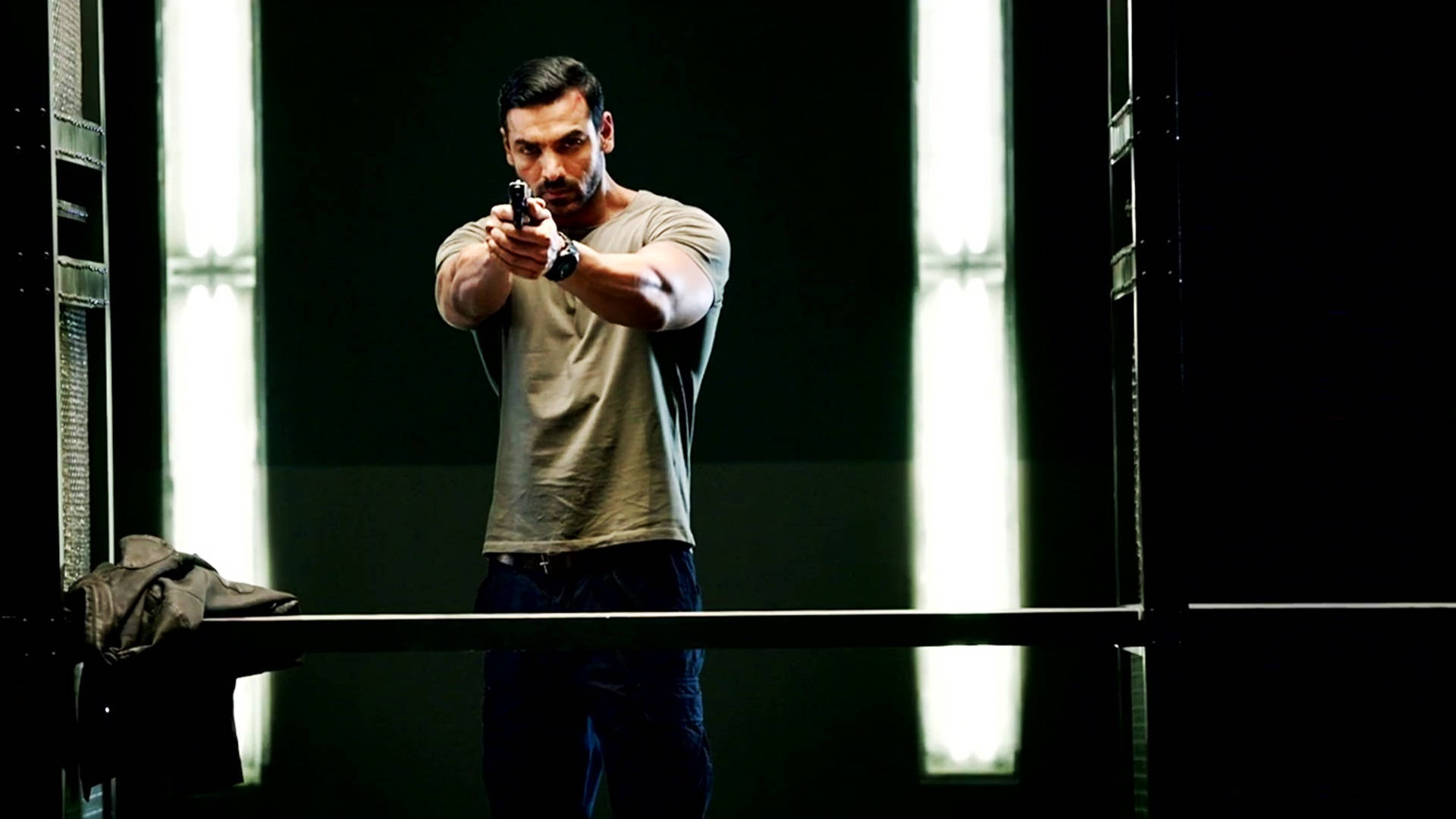 John Abraham, attack movie, dimly lit room, Full HD Desktop Wallpaper