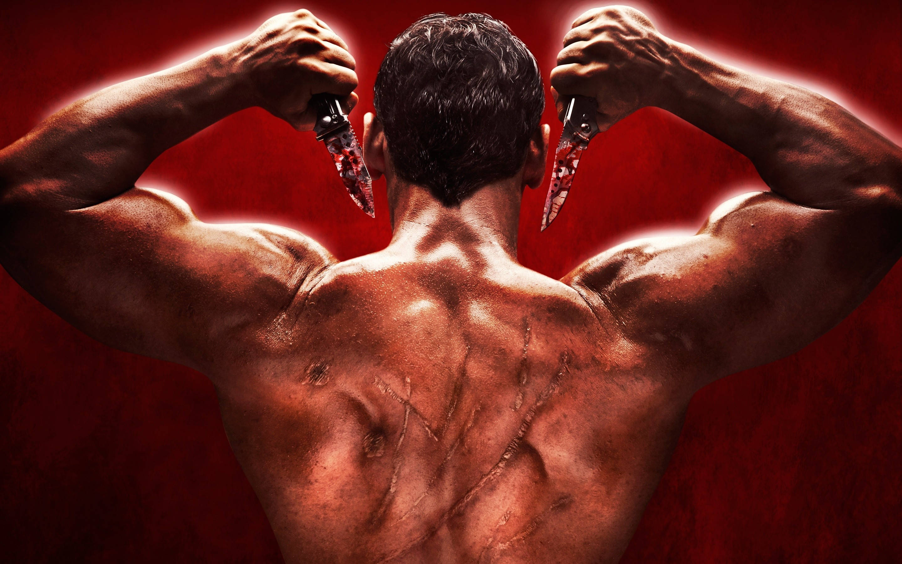 John Abraham, rocky handsome, bloody knives, 2K Desktop Wallpaper