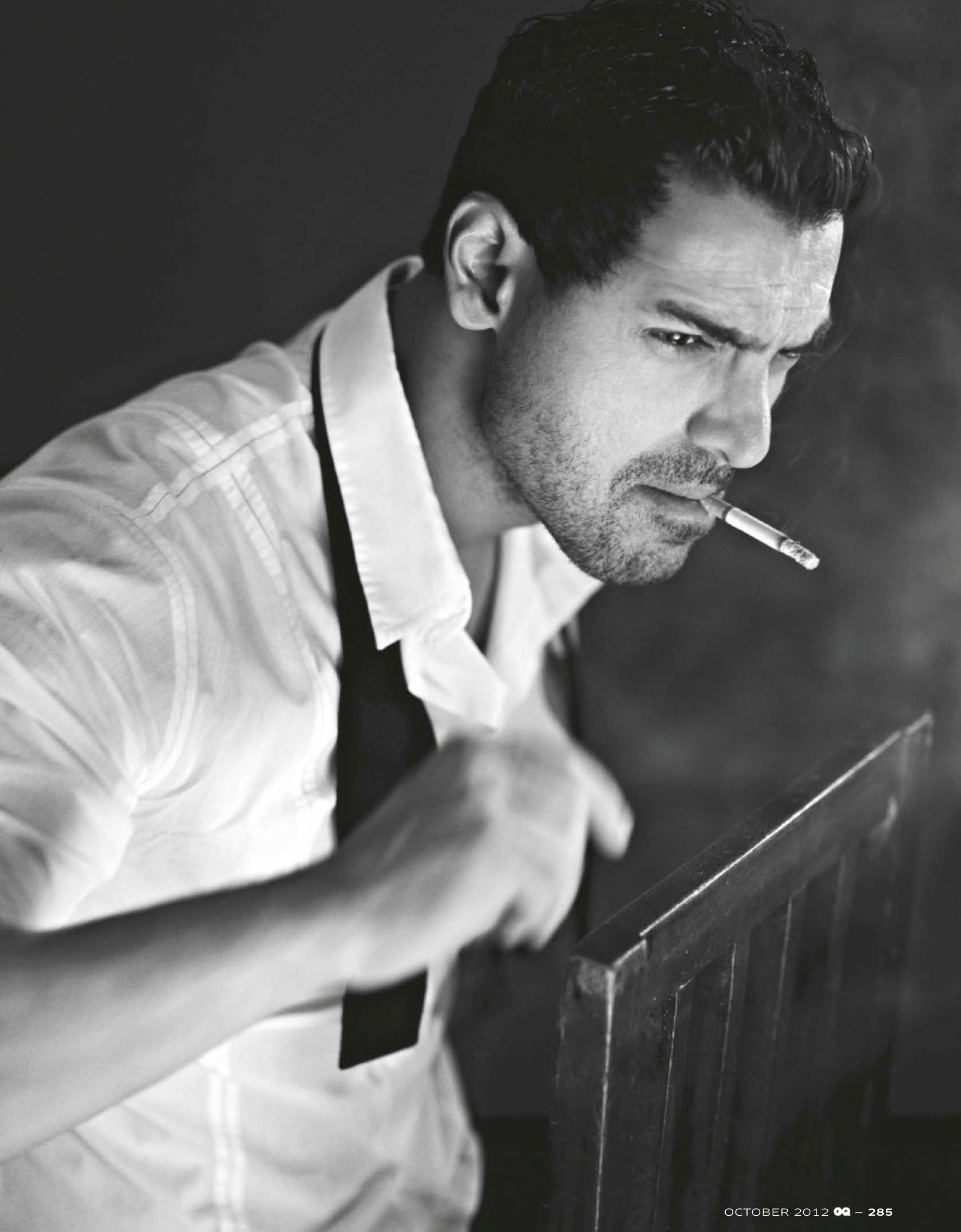 John Abraham, cigarette, wooden railing, Full HD Phone Wallpaper