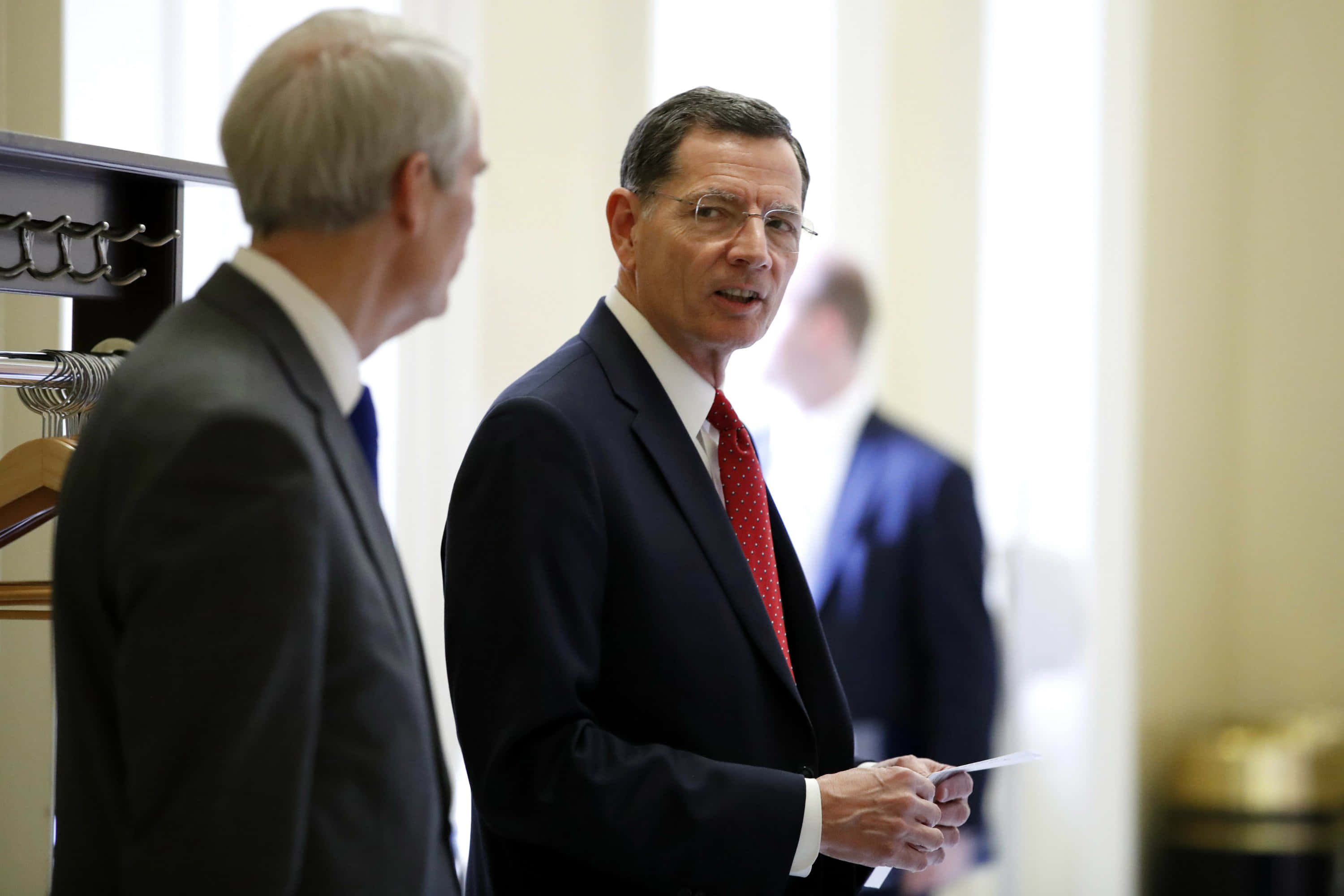 John Barrasso, black suit, bright hallway, 2K Desktop Wallpaper
