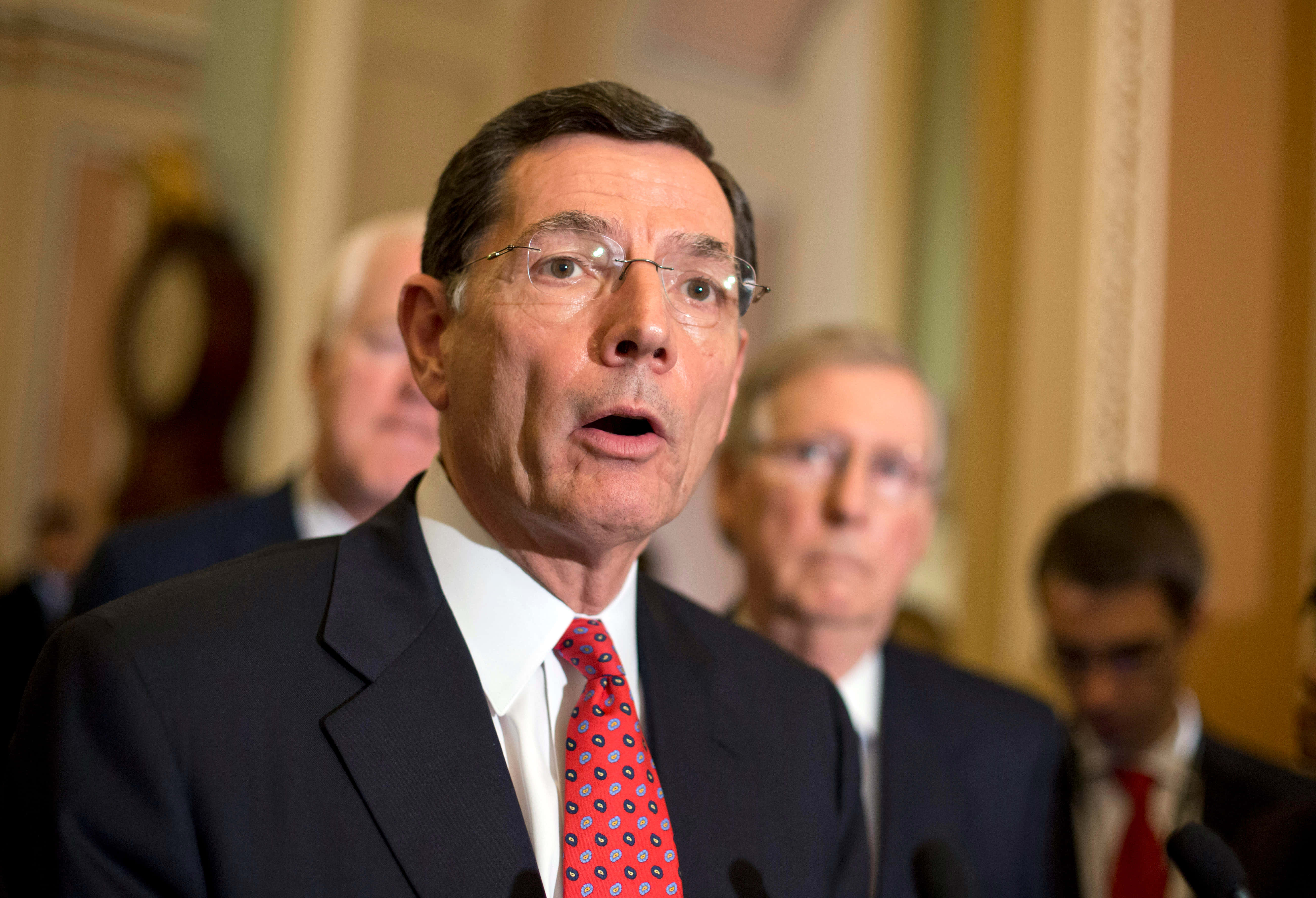 John Barrasso, dark suit, red patterned tie, 5K Desktop Wallpaper