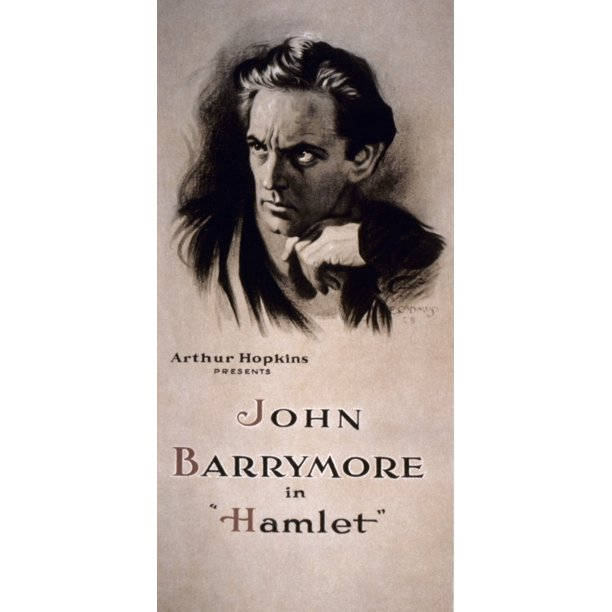 John Barrymore, Hamlet, monochrome portrait, SD Desktop Wallpaper