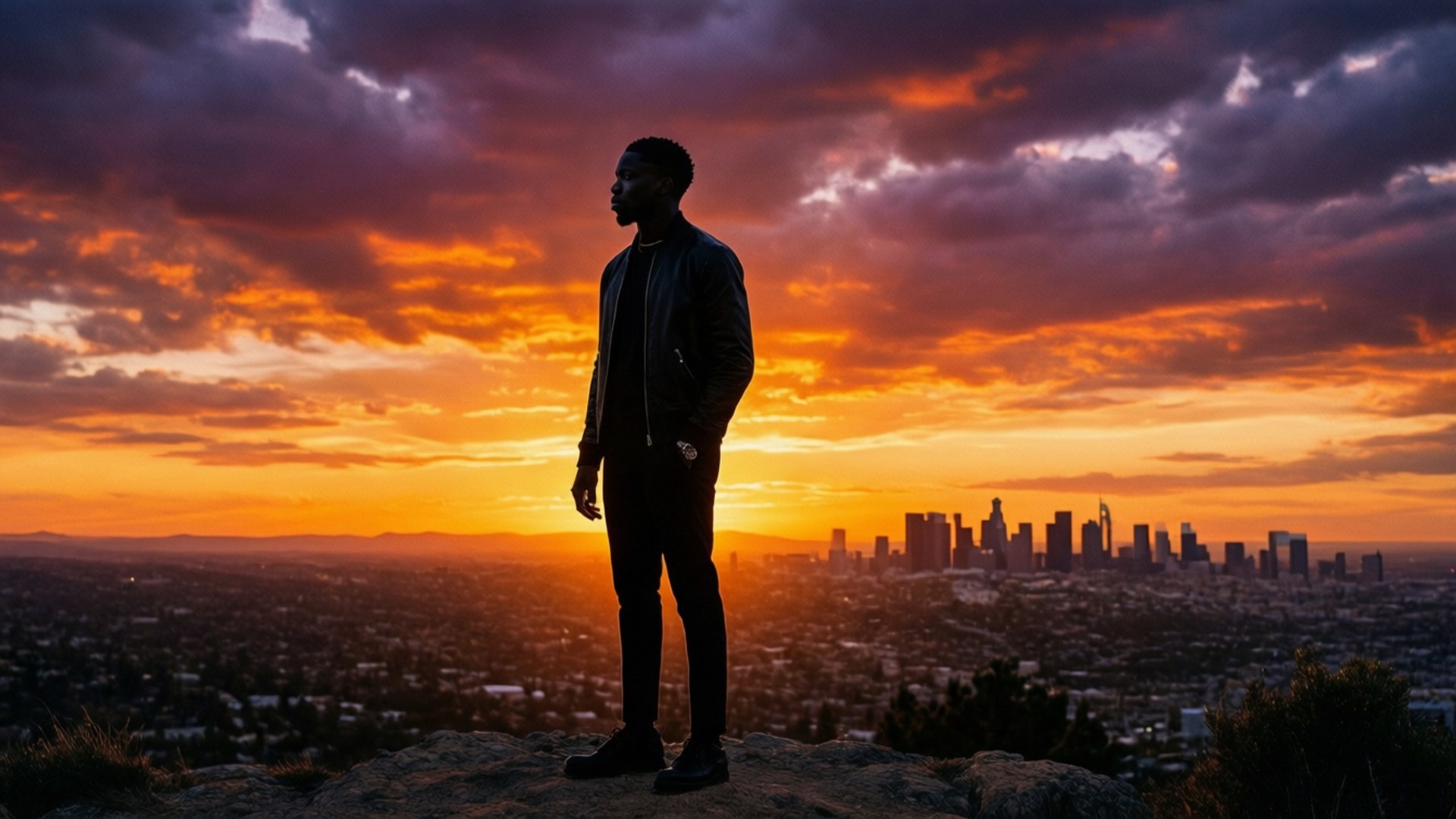 John Boyega, sunset, city, Full HD Desktop Wallpaper