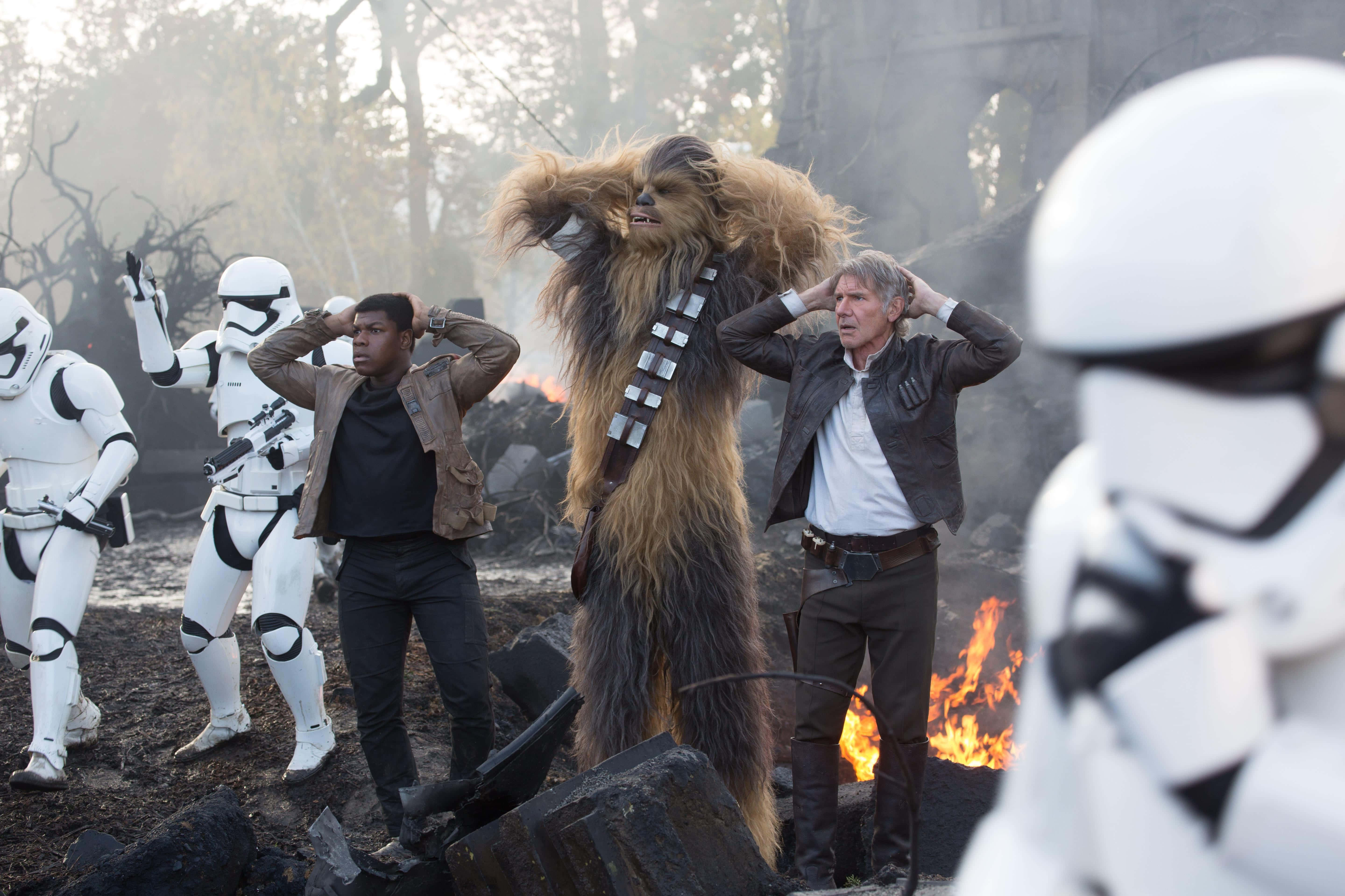 John Boyega, stylish black suit, stormtroopers, 5K Desktop Wallpaper