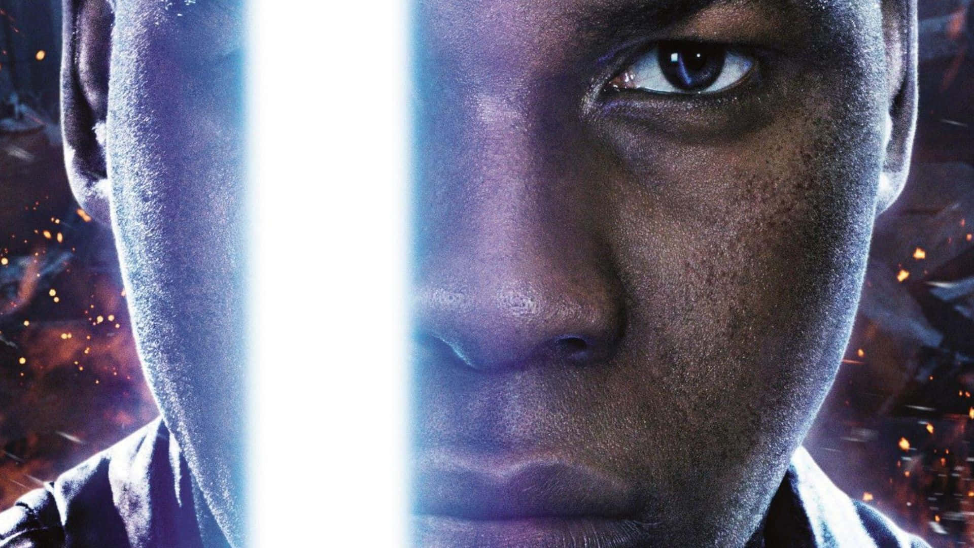 John Boyega, glowing blue lightsaber, cosmic background, Full HD Desktop Wallpaper