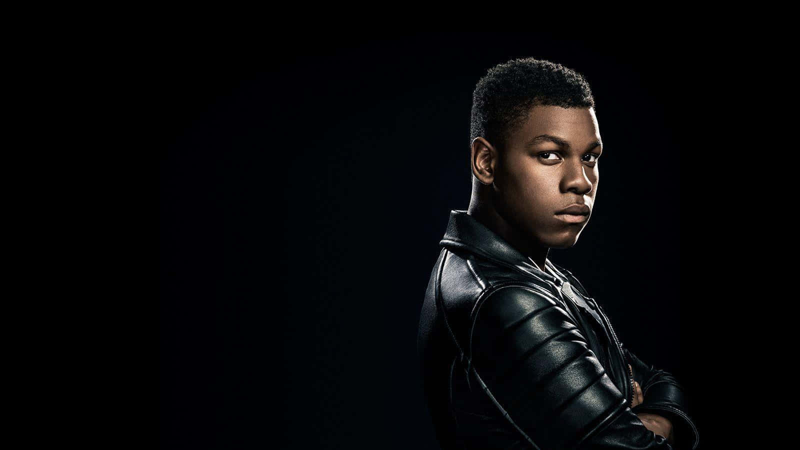 John Boyega, black leather jacket, dark background, HD Desktop Wallpaper