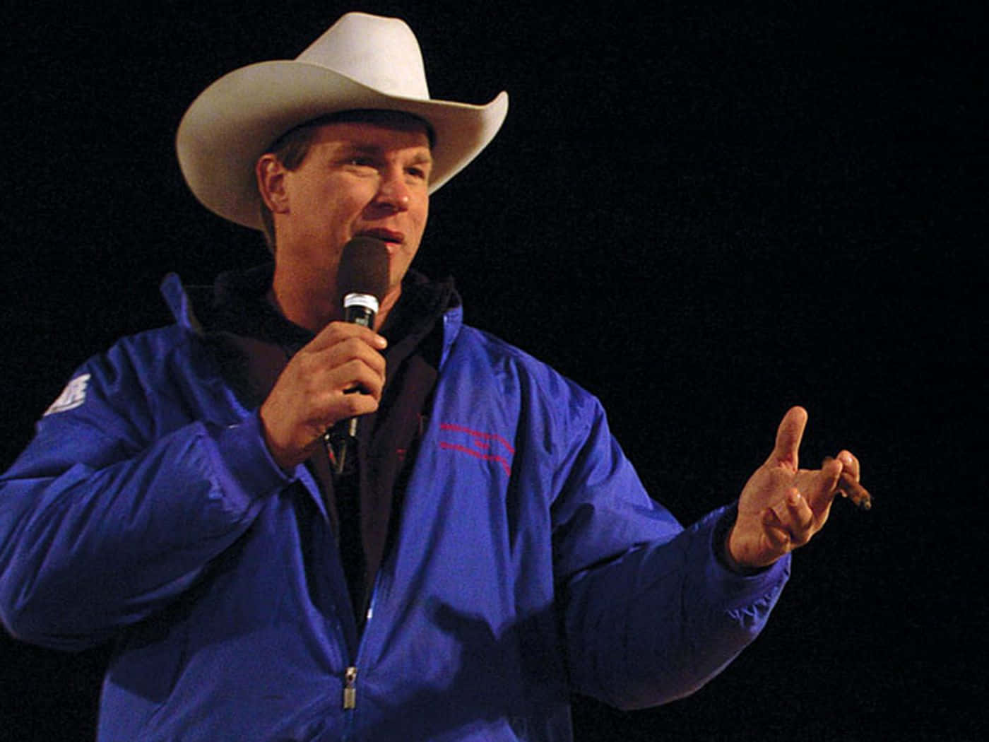 John Bradshaw Layfield, white cowboy hat, blue jacket, HD Desktop Wallpaper