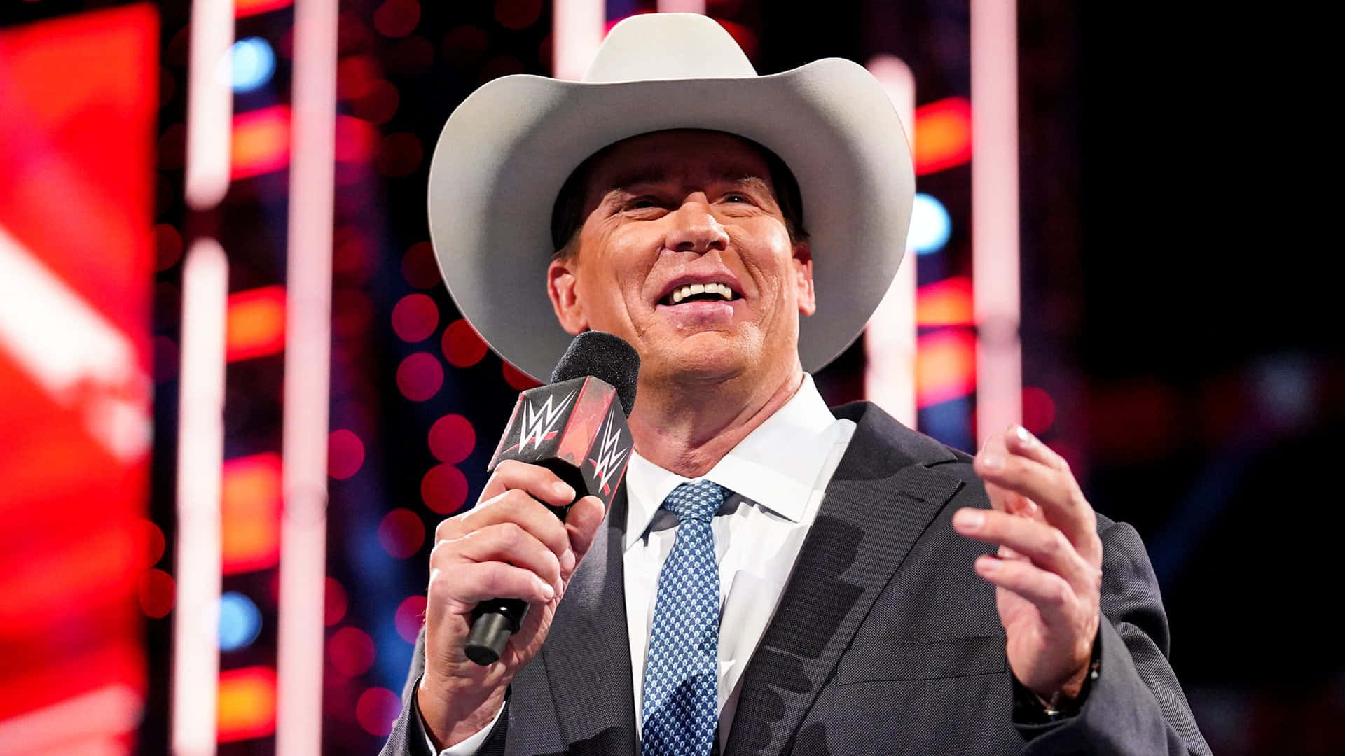 John Bradshaw Layfield, white cowboy hat, suit, Full HD Desktop Wallpaper