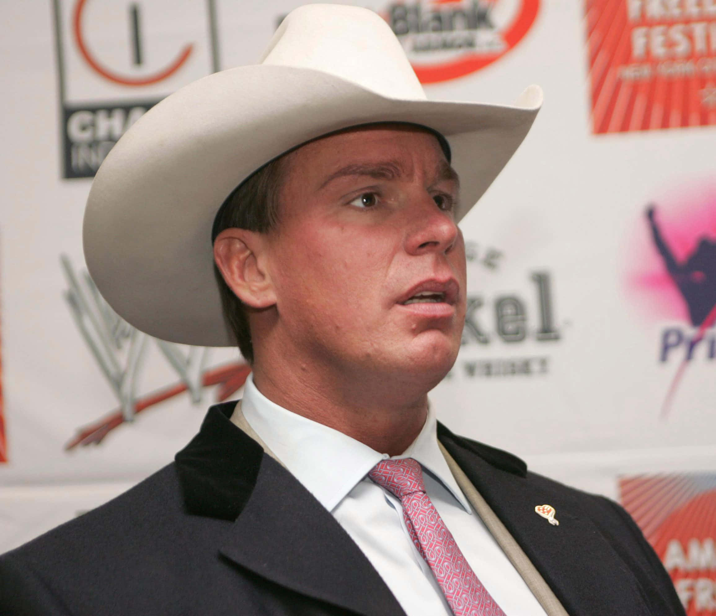 John Bradshaw Layfield, white cowboy hat, suit, Full HD Desktop Wallpaper