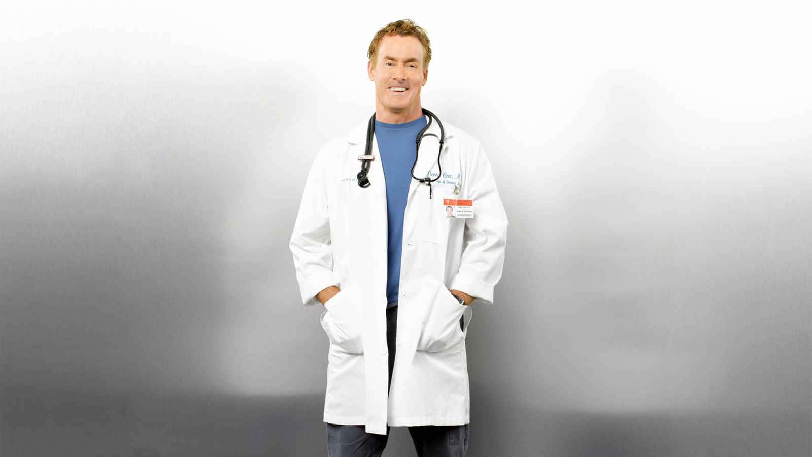 John C. McGinley, white lab coat, stethoscope, HD Desktop Wallpaper
