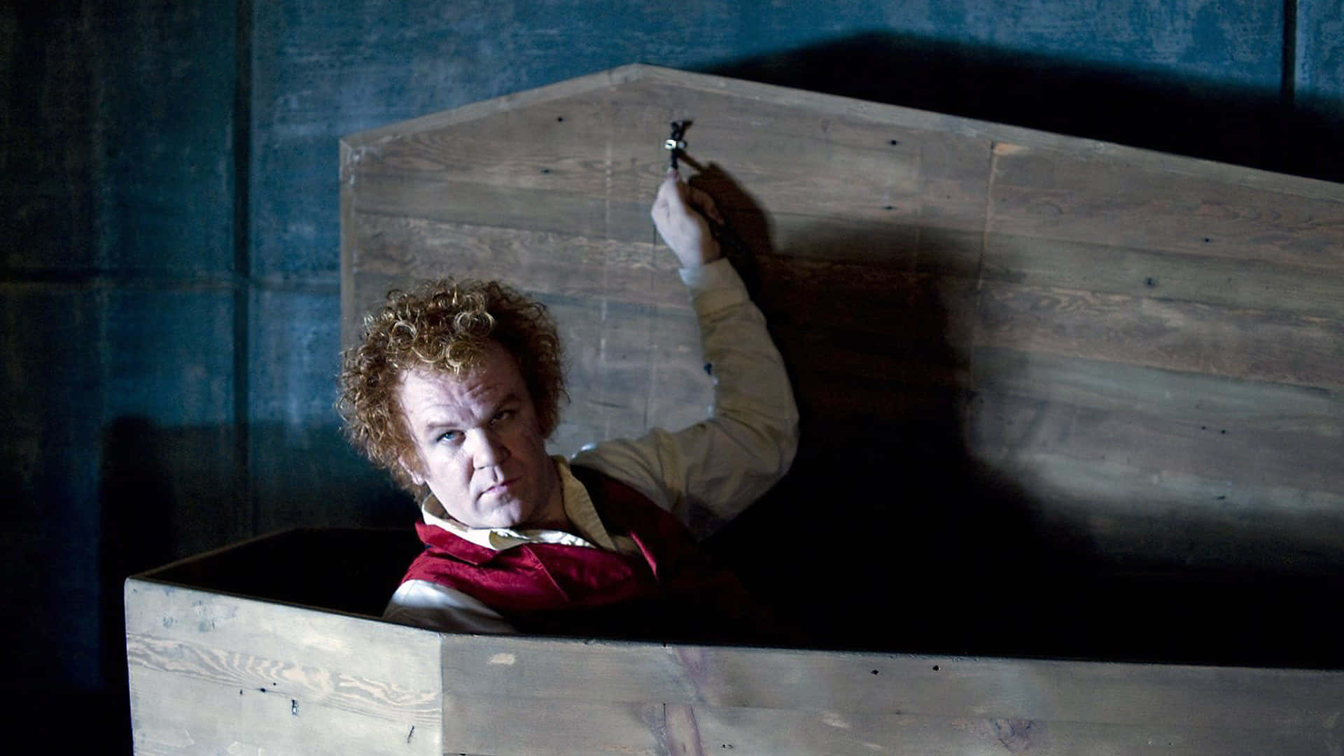 John C. Reilly, curly hair, wooden coffin, Full HD Desktop Wallpaper