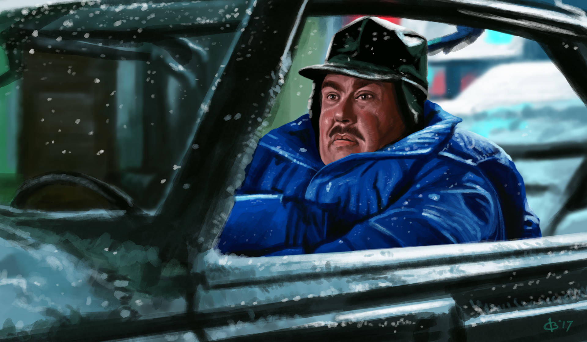 John Candy, blue winter coat, hat, Full HD Desktop Wallpaper