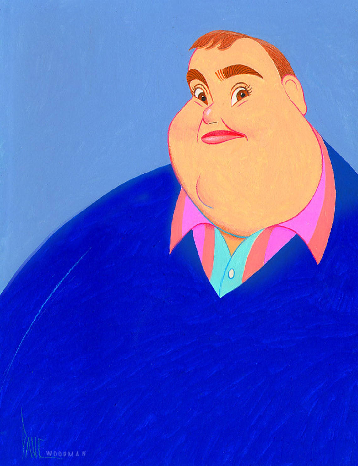 blue sweater, pink and teal collared shirt, round face, HD Phone Wallpaper
