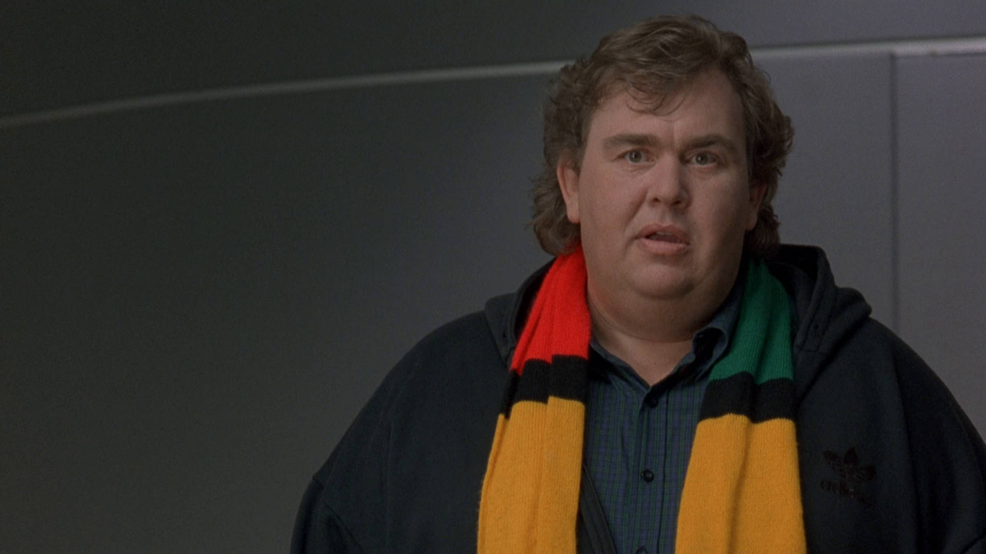 John Candy, gray background, curly hair, Full HD Desktop Wallpaper