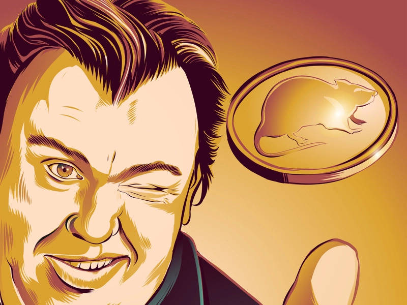 John Candy, golden coin, rat silhouette, SD Desktop Wallpaper