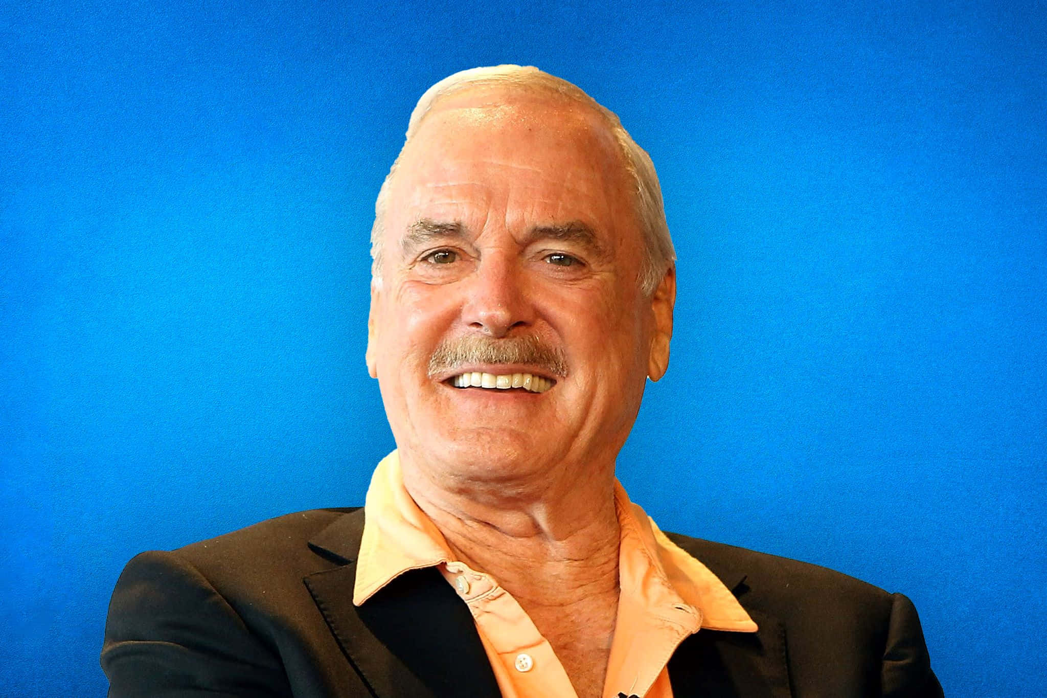 John Cleese, mustache, blue background, Full HD Desktop Wallpaper