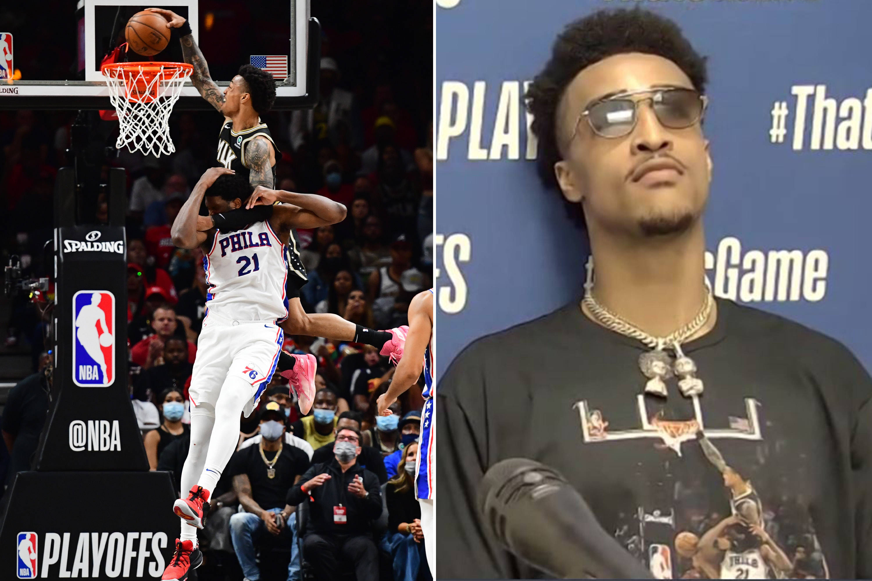 John Collins, NBA playoff game, split-screen, 2K Desktop Wallpaper