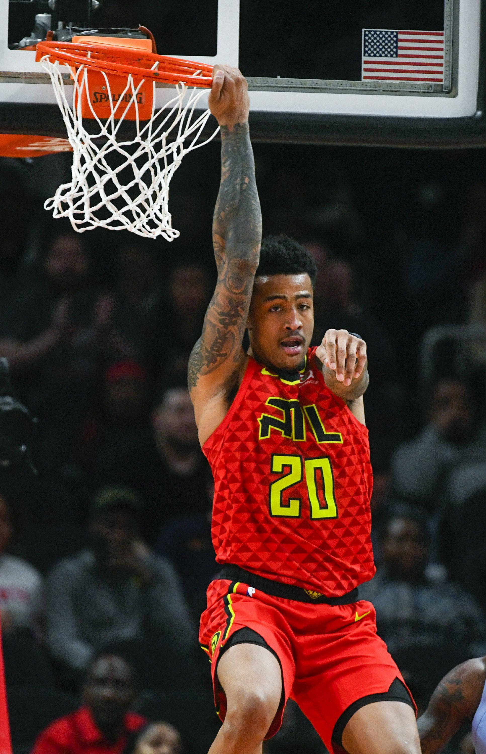 John Collins, red jersey, basketball player, 2K Phone Wallpaper