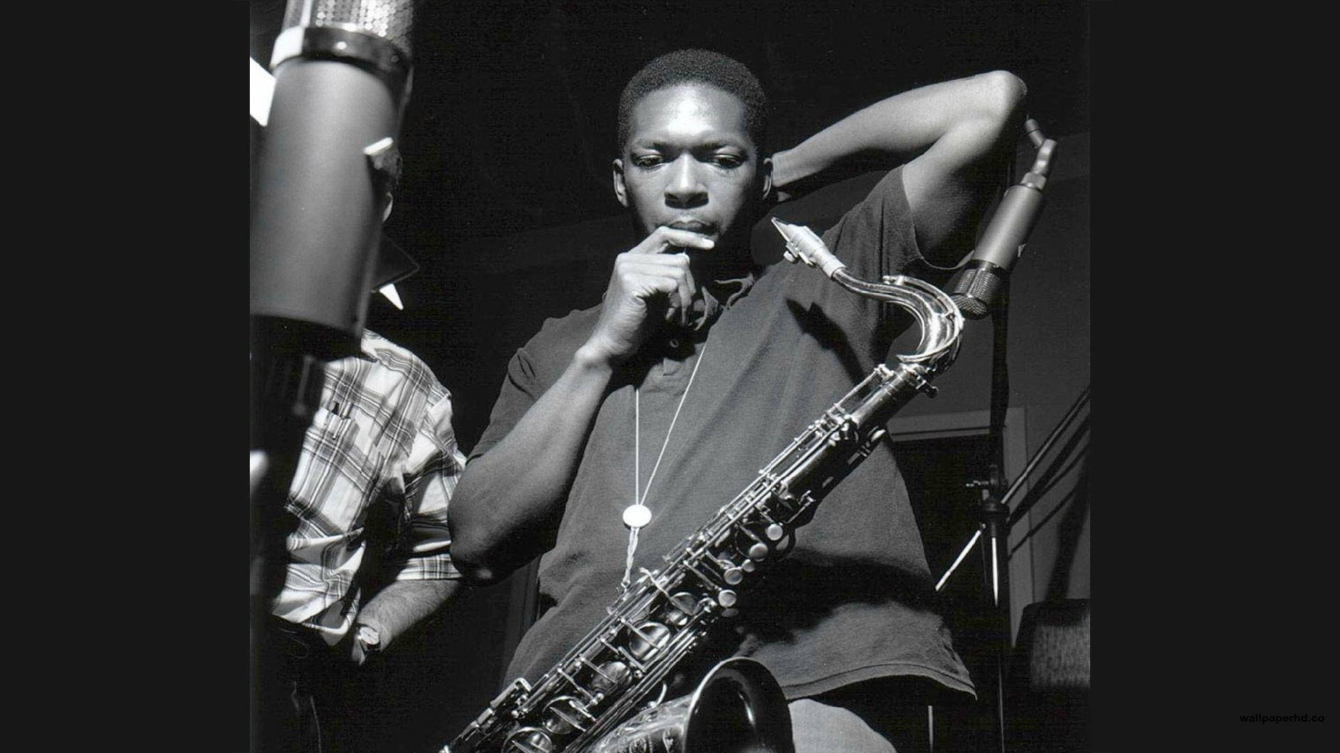 John Coltrane, jazz saxophonist, recording studio, Full HD Desktop Wallpaper