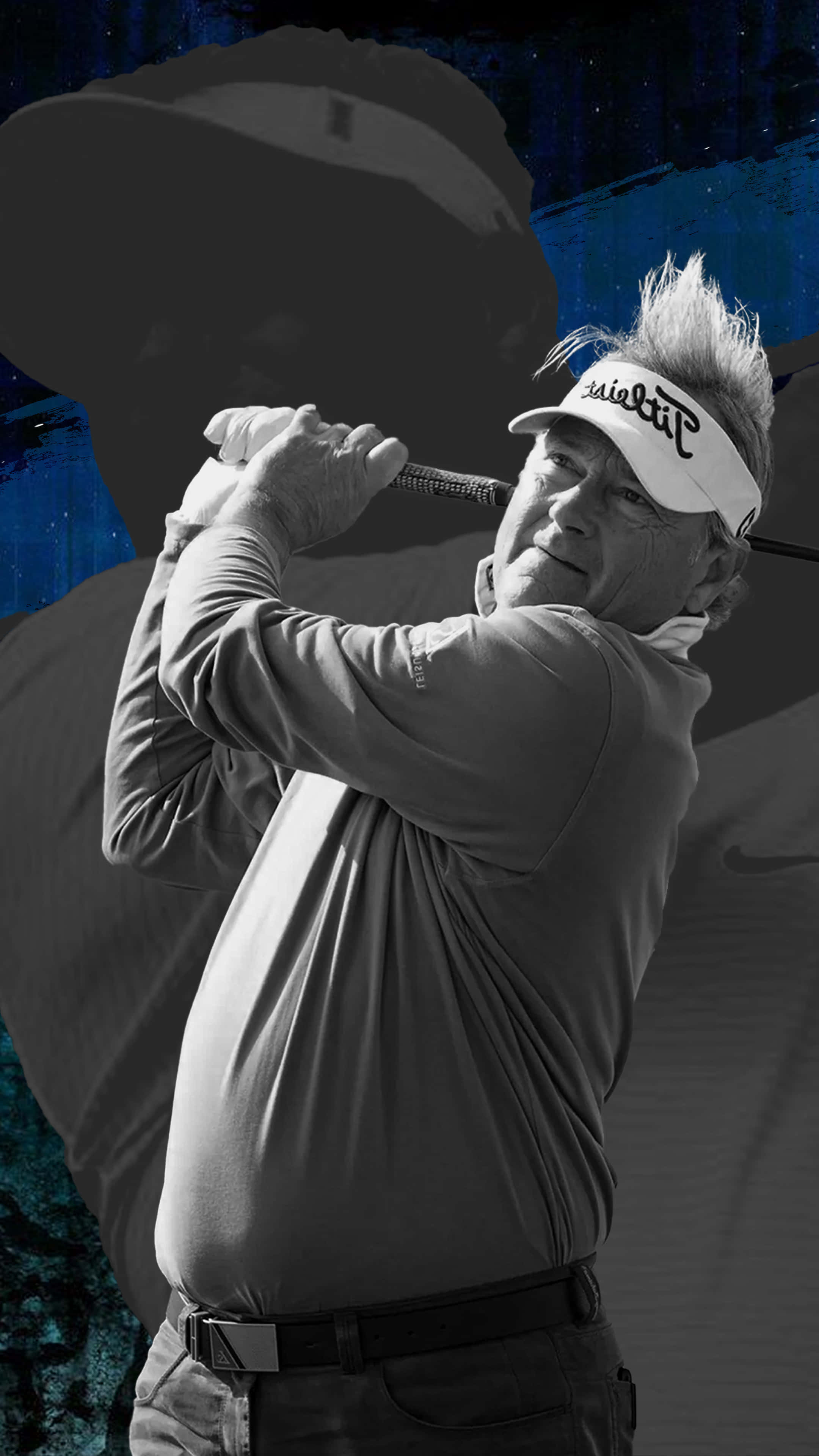 John Cook, gray pop art color, golfer mid-swing, 4K Phone Wallpaper
