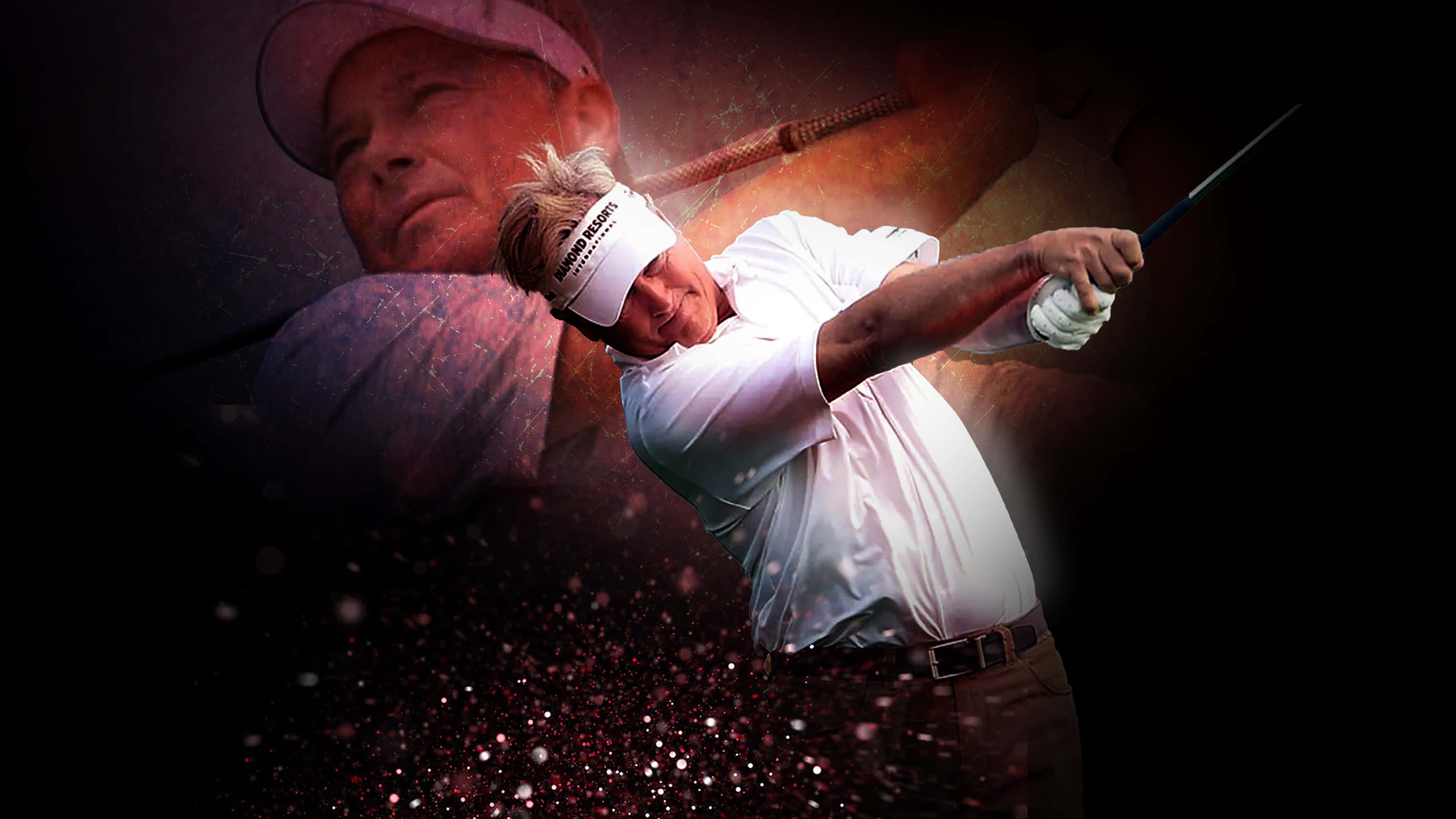 John Cook, black and red sparks, golfer mid-swing, 4K Desktop Wallpaper