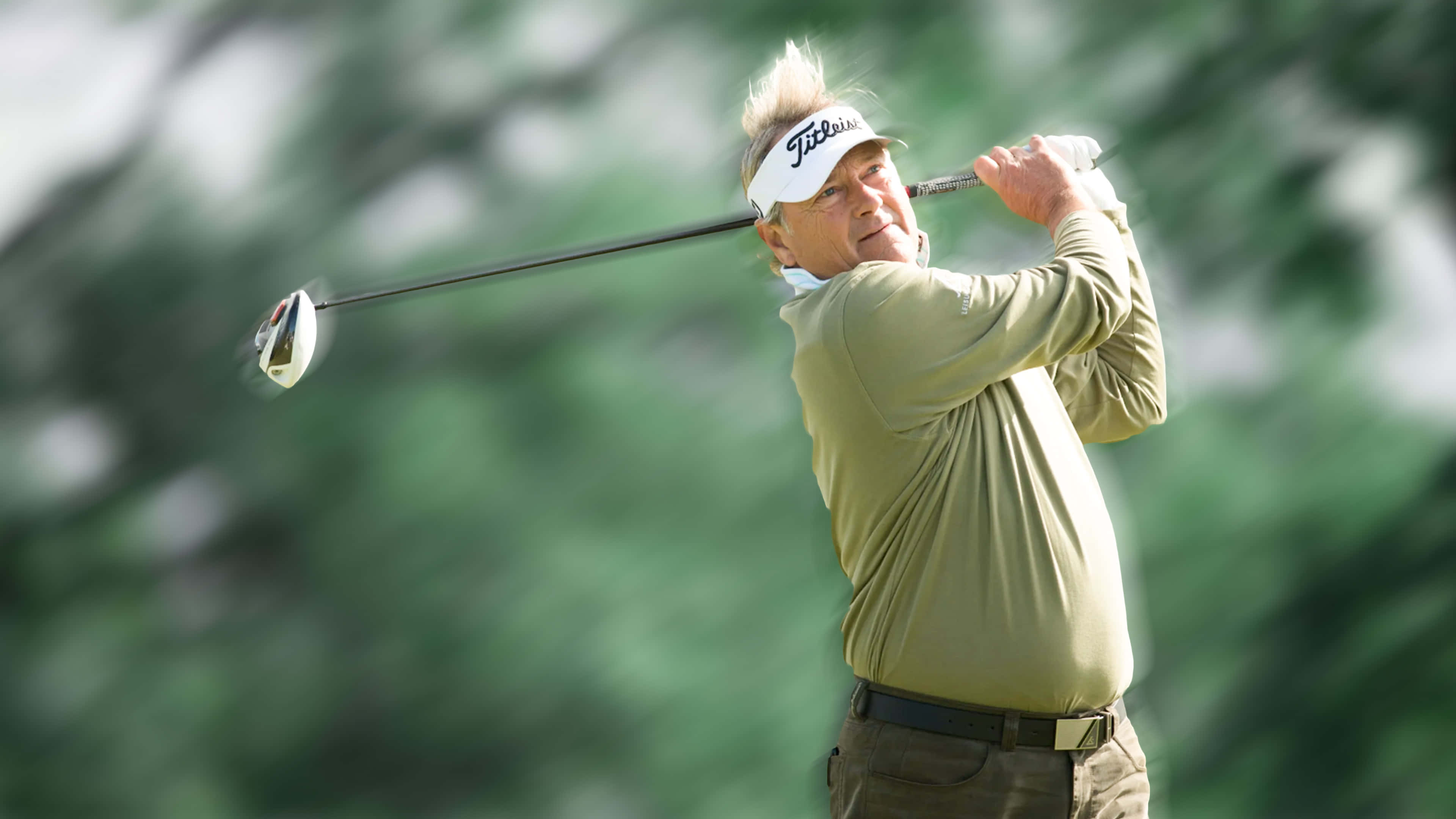 John Cook, motion focused capture, golfer mid-swing, 4K Desktop Wallpaper