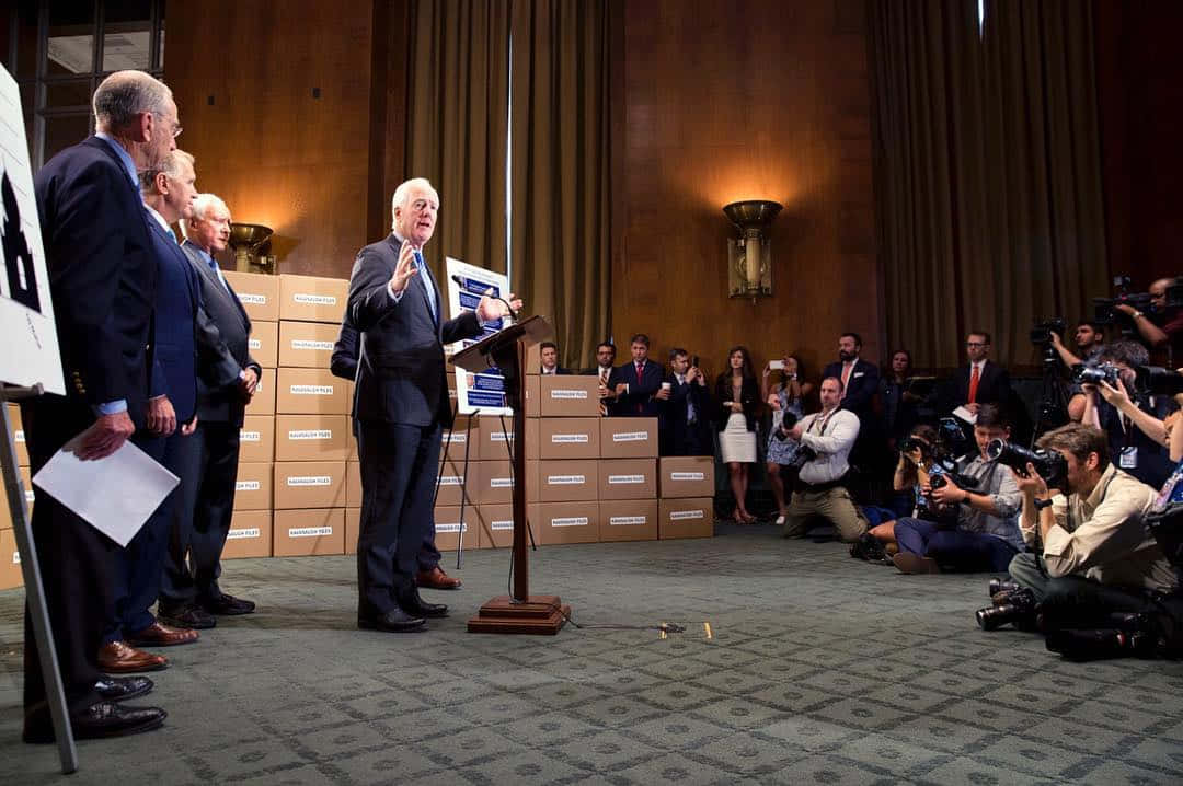 John Cornyn, podium, wood-paneled room, SD Desktop Wallpaper