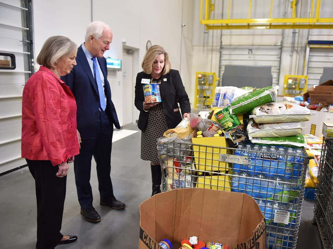 John Cornyn, relief goods, warehouse, SD Desktop Wallpaper