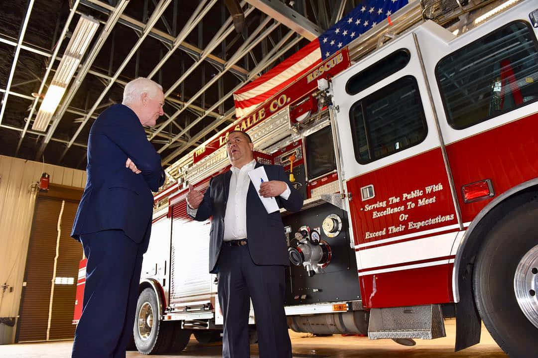 John Cornyn, fire station, red and white fire truck, SD Desktop Wallpaper