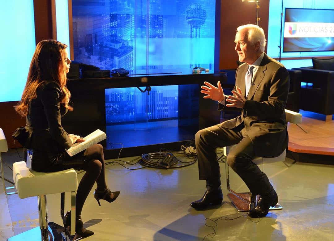John Cornyn, formal attire, modern news studio set, SD Desktop Wallpaper