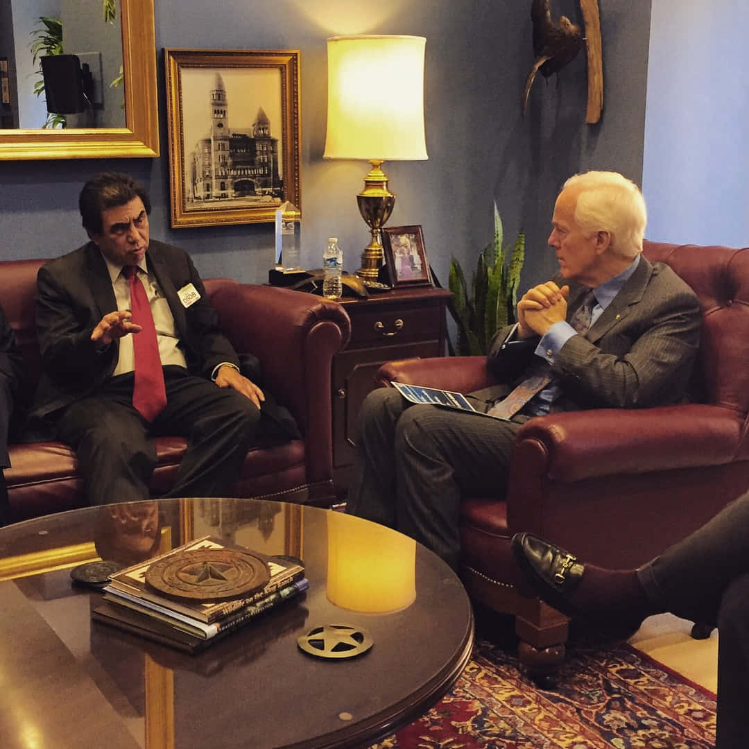 John Cornyn, red leather chairs, vintage decor, SD Desktop Wallpaper
