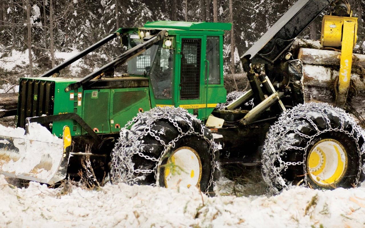 John Deere, green, snow-equipped, HD Desktop Wallpaper