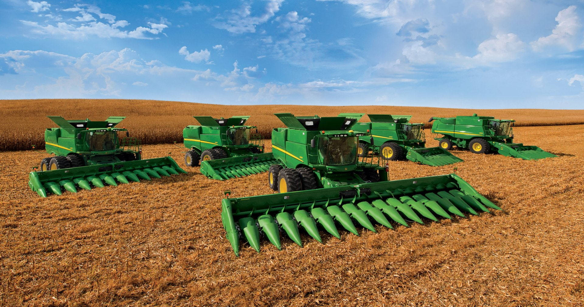John Deere, combines, wheat, Full HD Desktop Wallpaper