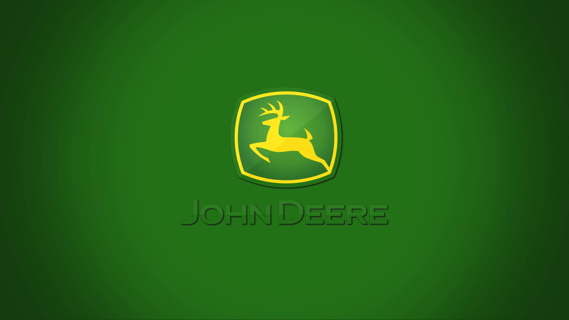 John Deere, green, yellow leaping deer logo, Full HD Desktop Wallpaper
