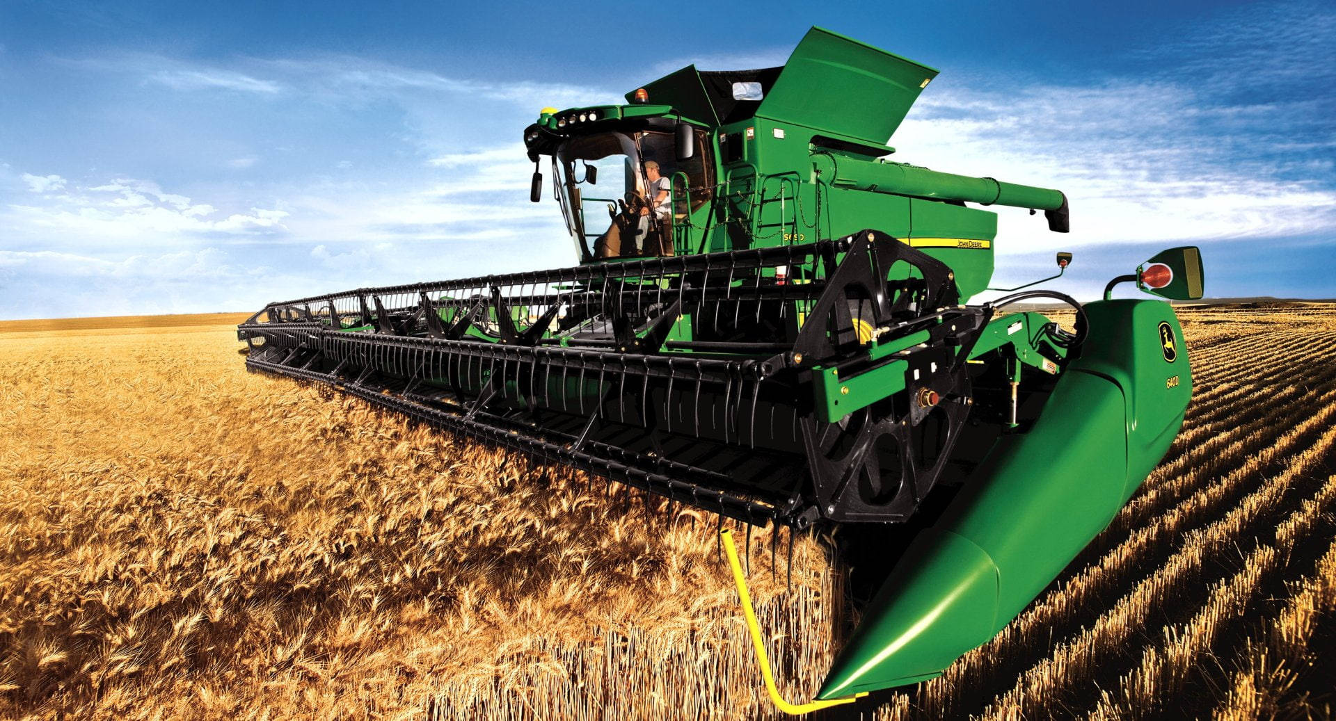John Deere, combine harvester, green, Full HD Desktop Wallpaper