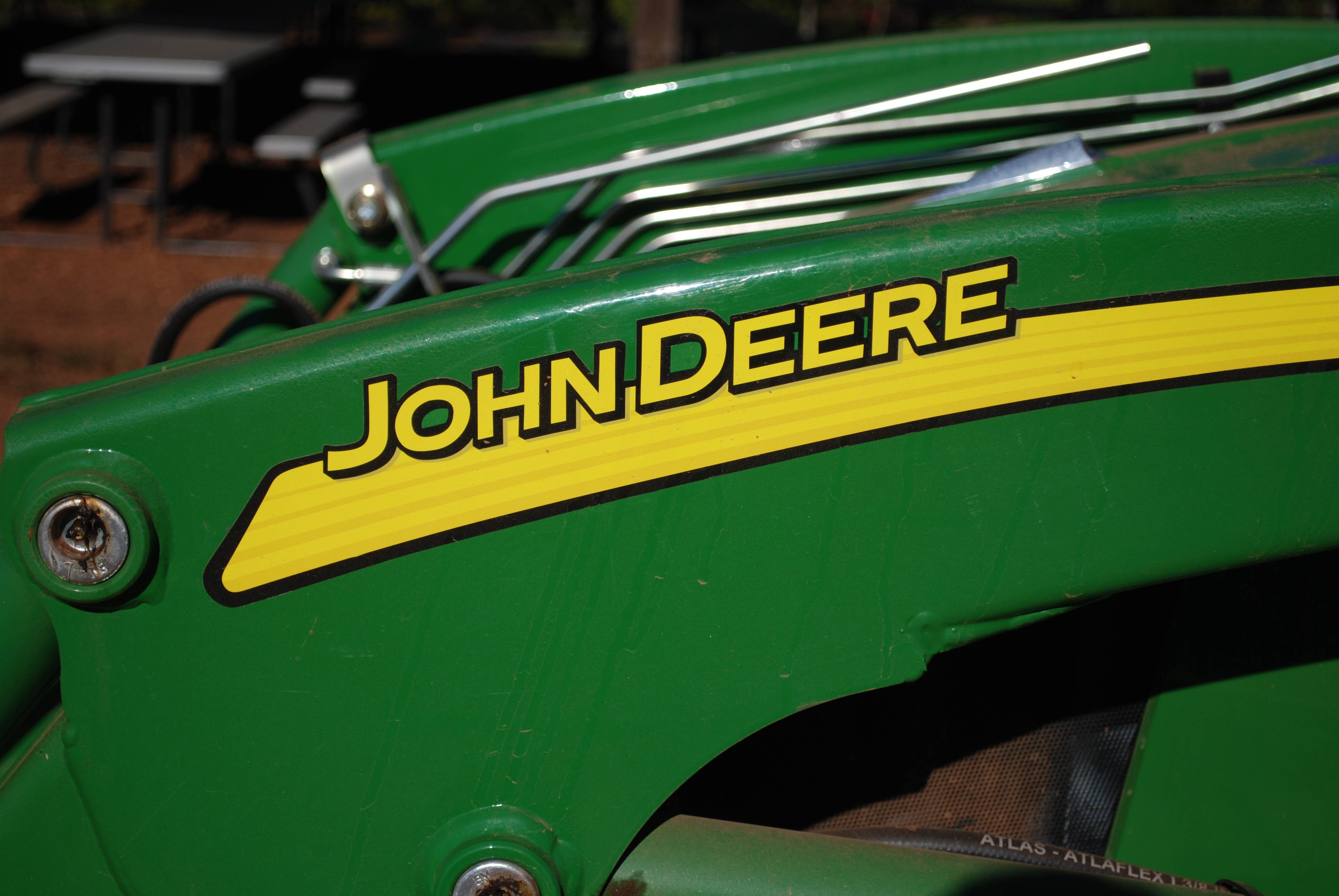 John Deere, green, yellow logo, 4K Desktop Wallpaper