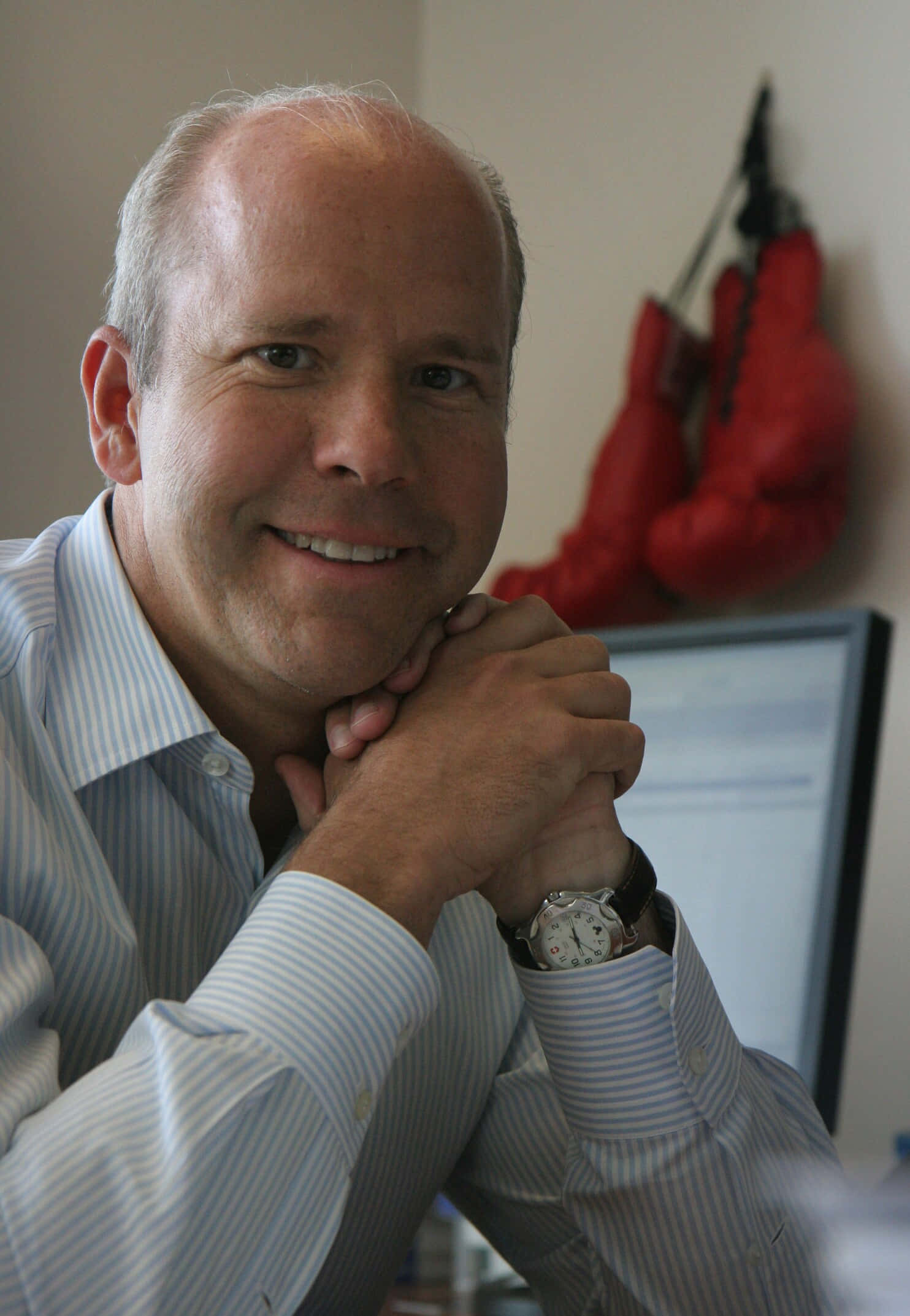 John Delaney, striped shirt, computer, Full HD Phone Wallpaper